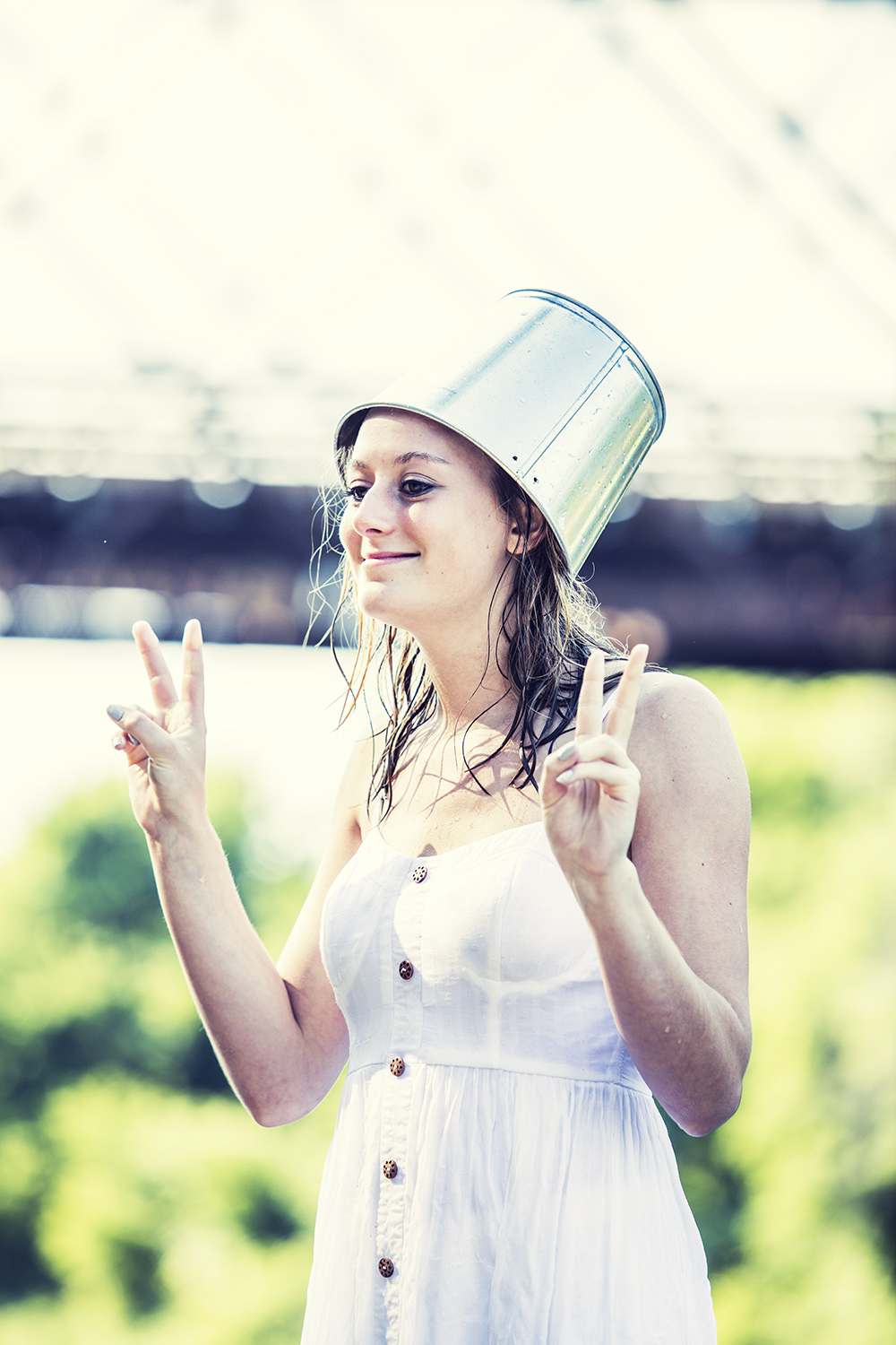 Peace, love, and buckets. On set with a dance company. 