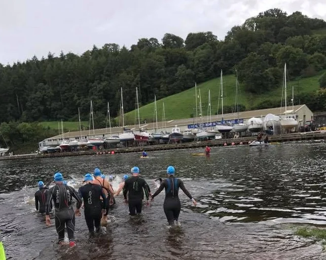 There I am - at the back! The closest I got to swimming with real Elite all day