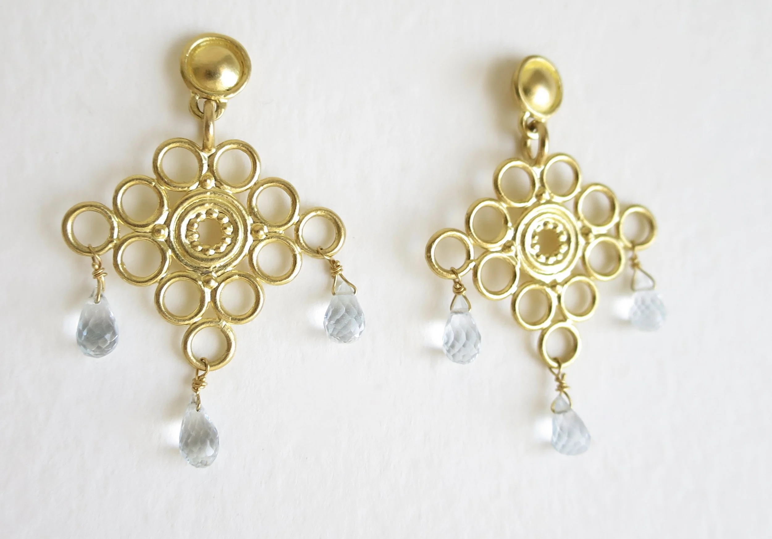  18kt Gold and Aqua Marine earrings 