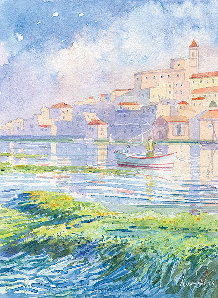 Watercolours Watercolors Original Artwork Paintings Old Jaffa Port, 