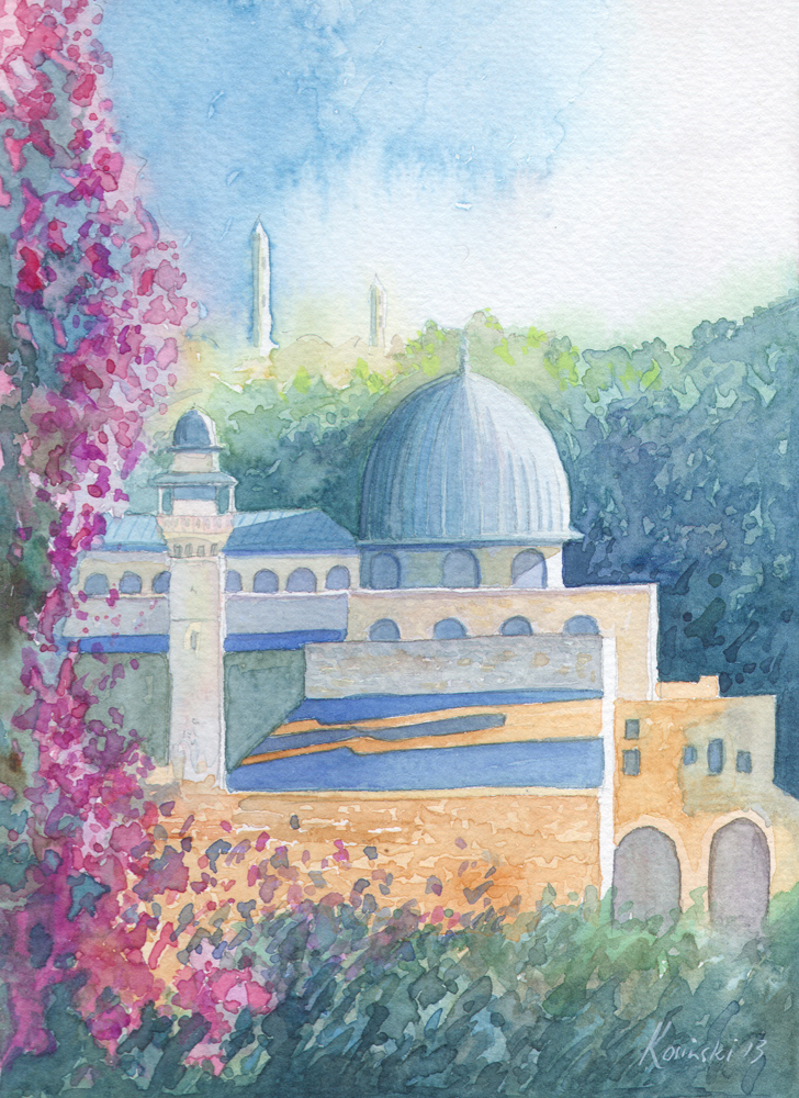 Art Watercolours Watercolor Paintings Al-Aqsa, Jerusalem Middle East
