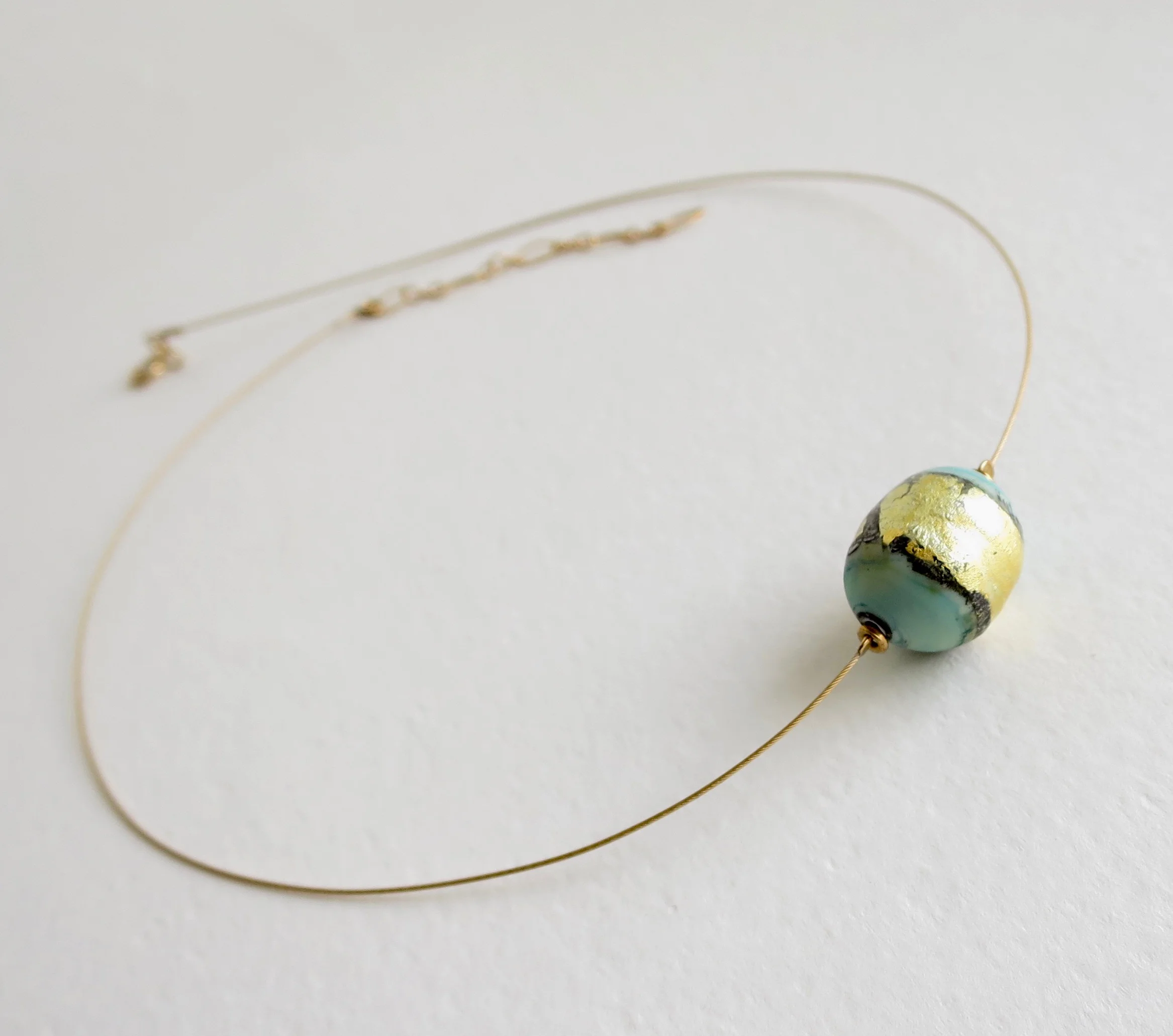 Blown glass pendant, Turquoise tones 