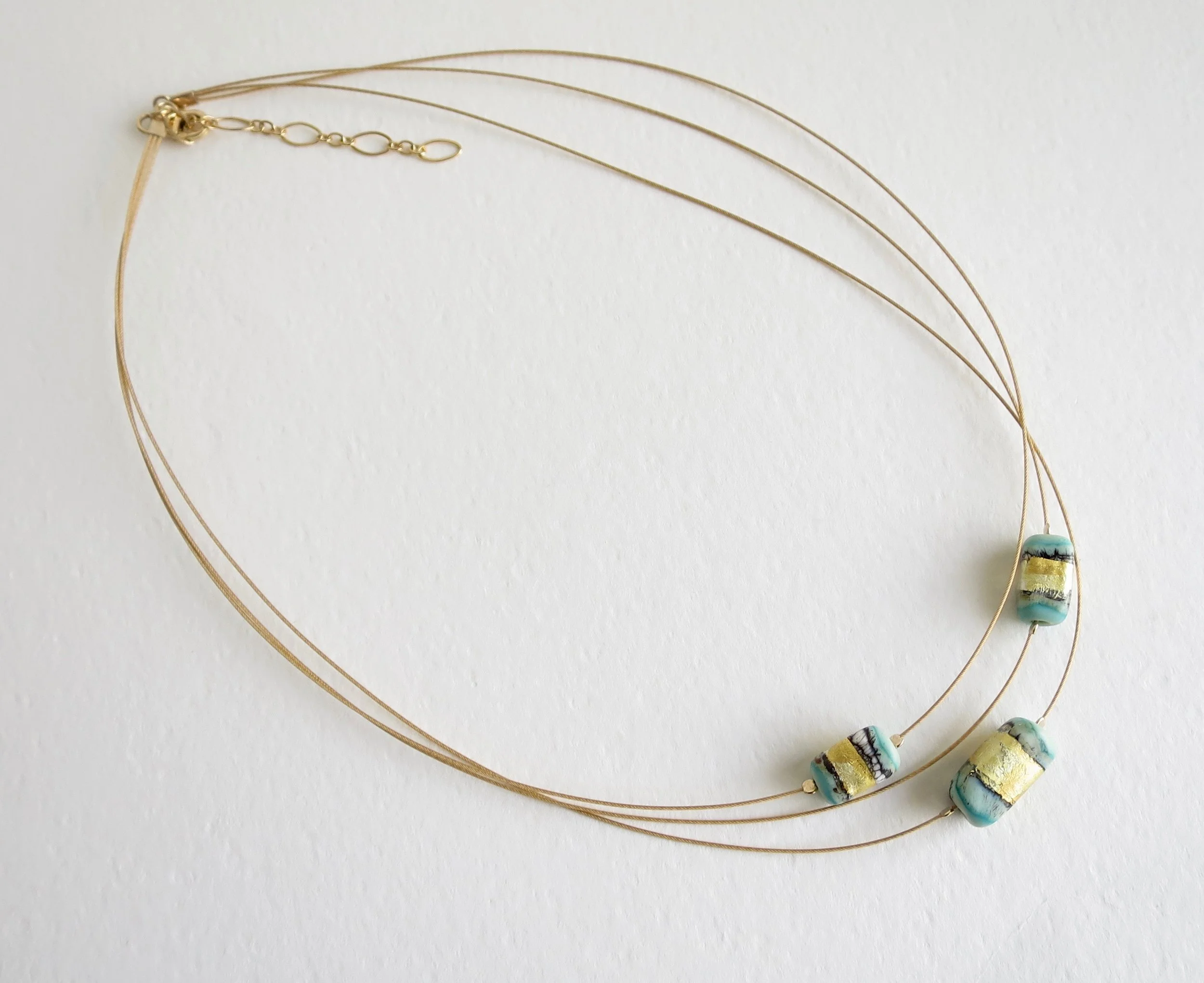  Blown glass neckpiece with Turquoise tones