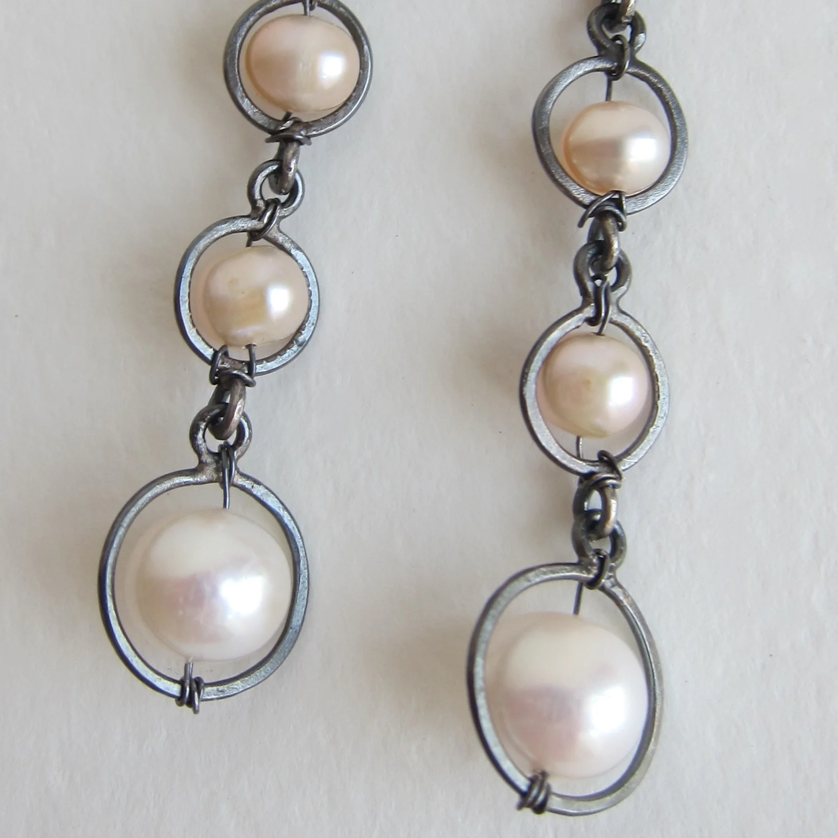 Jewelry Jewellery Oxidised silver and gold post earrings with Pearls
