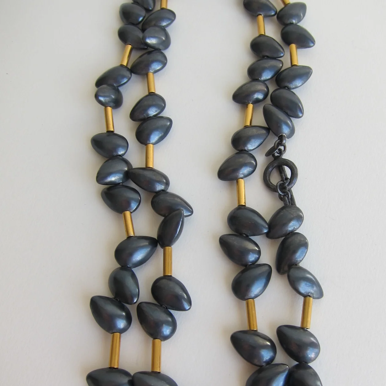Jewelry Jewellery Oxidised silver and Vermeil necklace, handmade