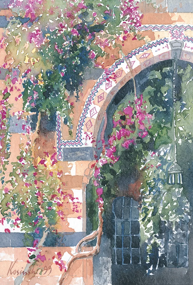 Watercolours Watercolors Original paintings Artwork Azem Palace, Damascus, Syria