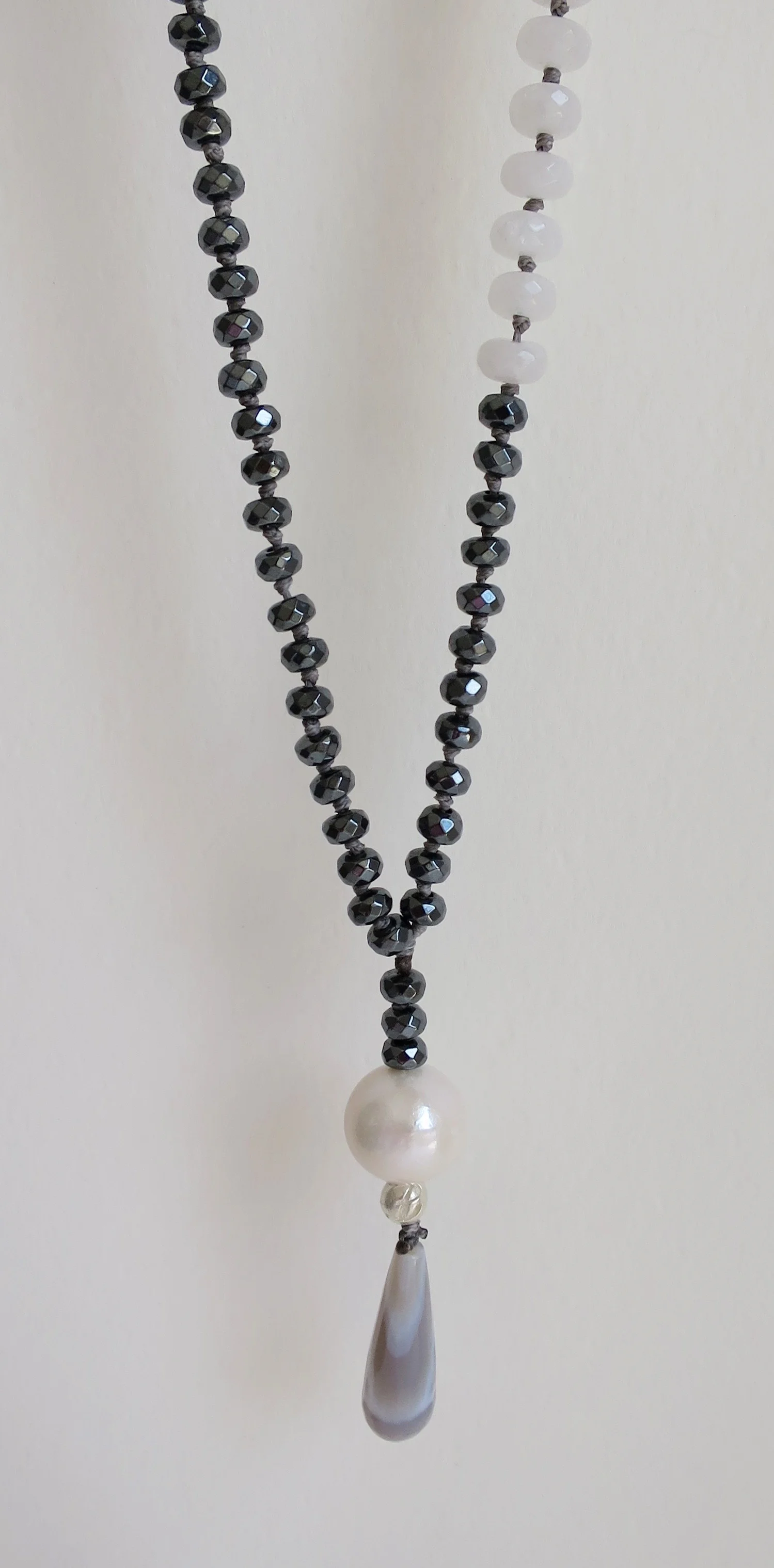 White Agate and Hematite necklace
