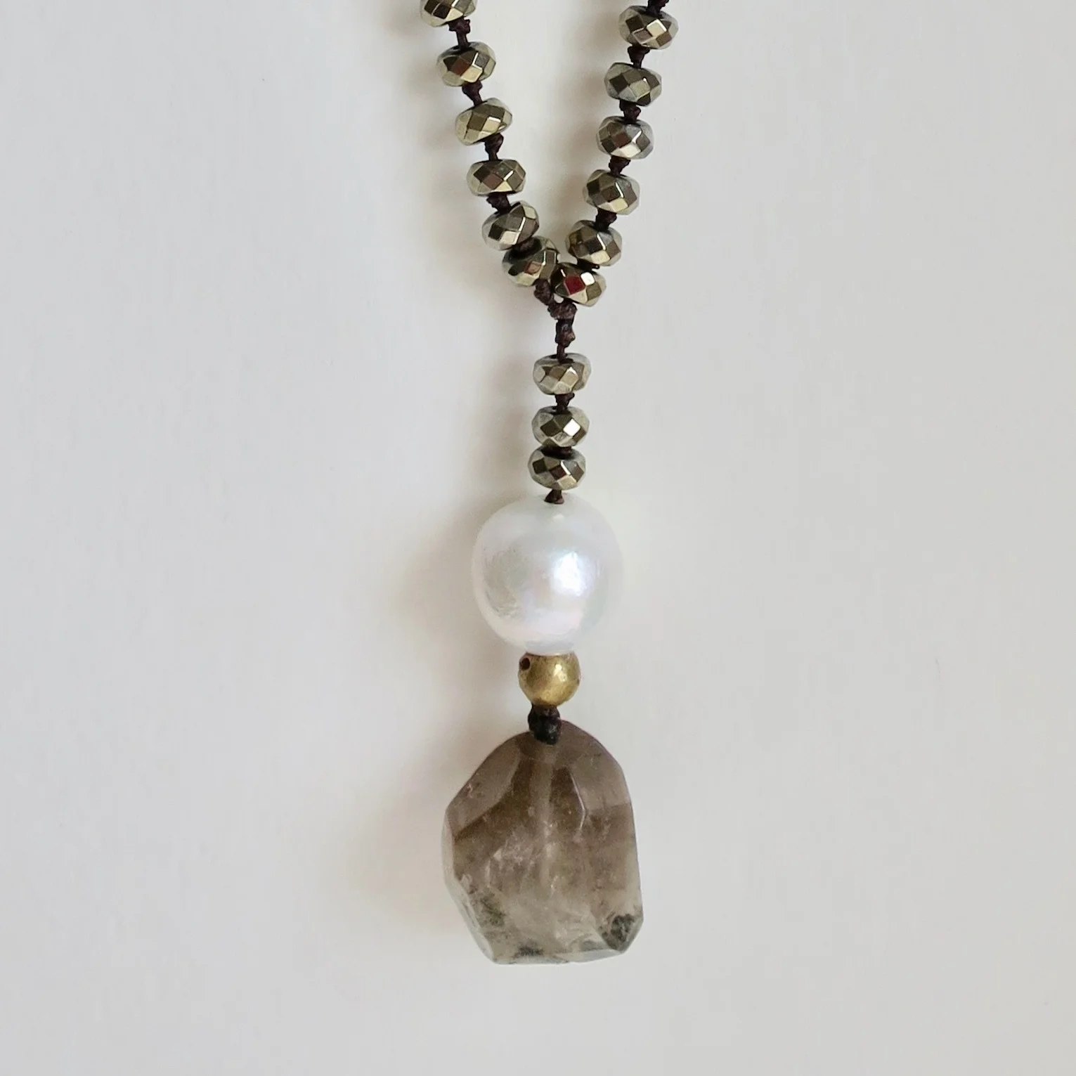 Jewelry Jewellery Smokey Quartz and Pyrite necklace