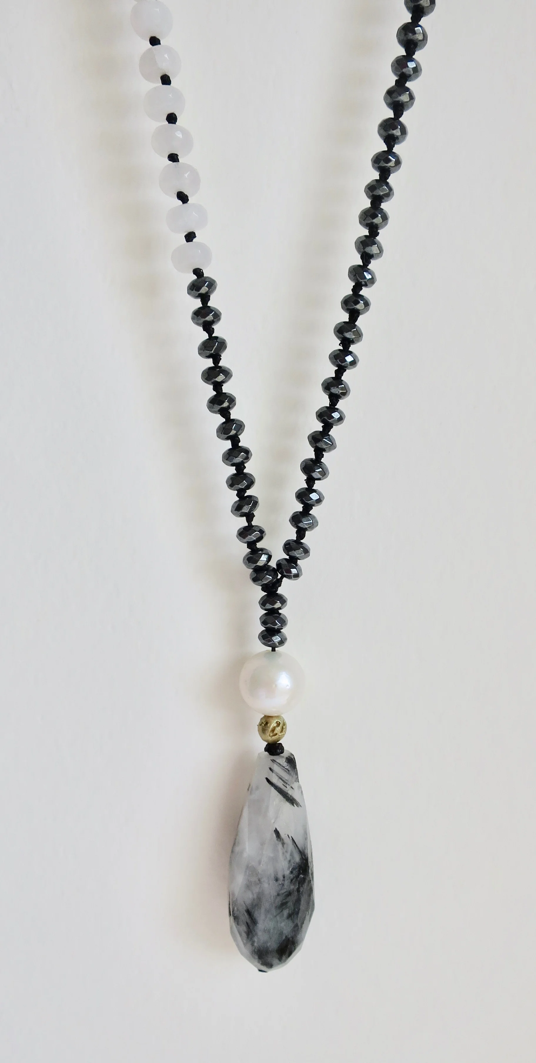 White Agate and Hematite Necklace