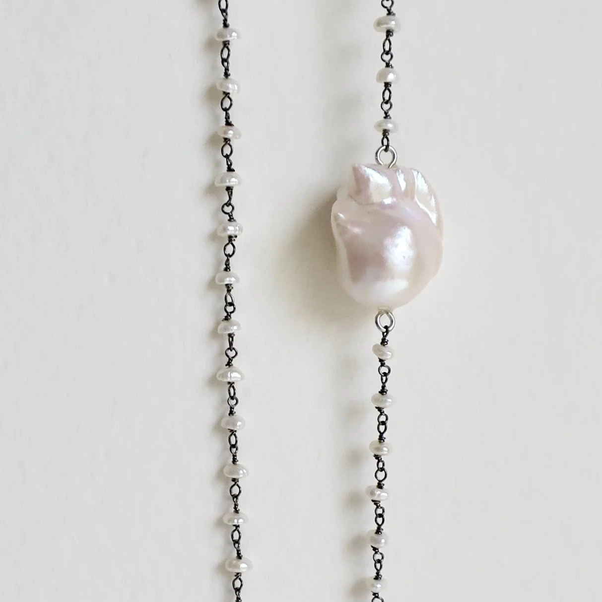 Jewelry Jewellery Sweet pearl tie necklace with oxidised silver and Pearl