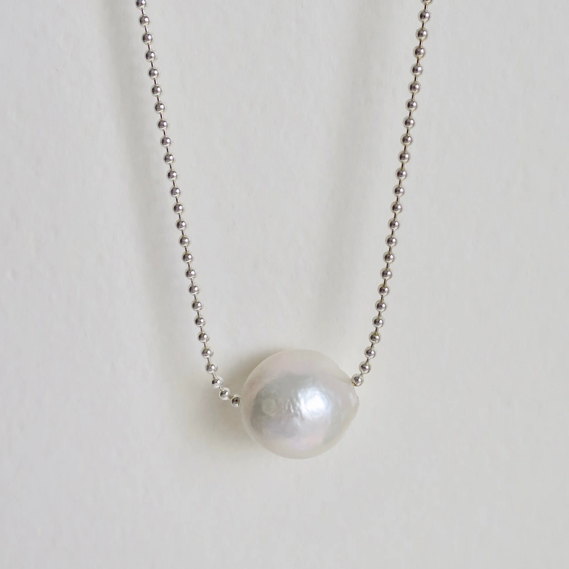 Jewelry Jewellery Silver ball chain with single pearl