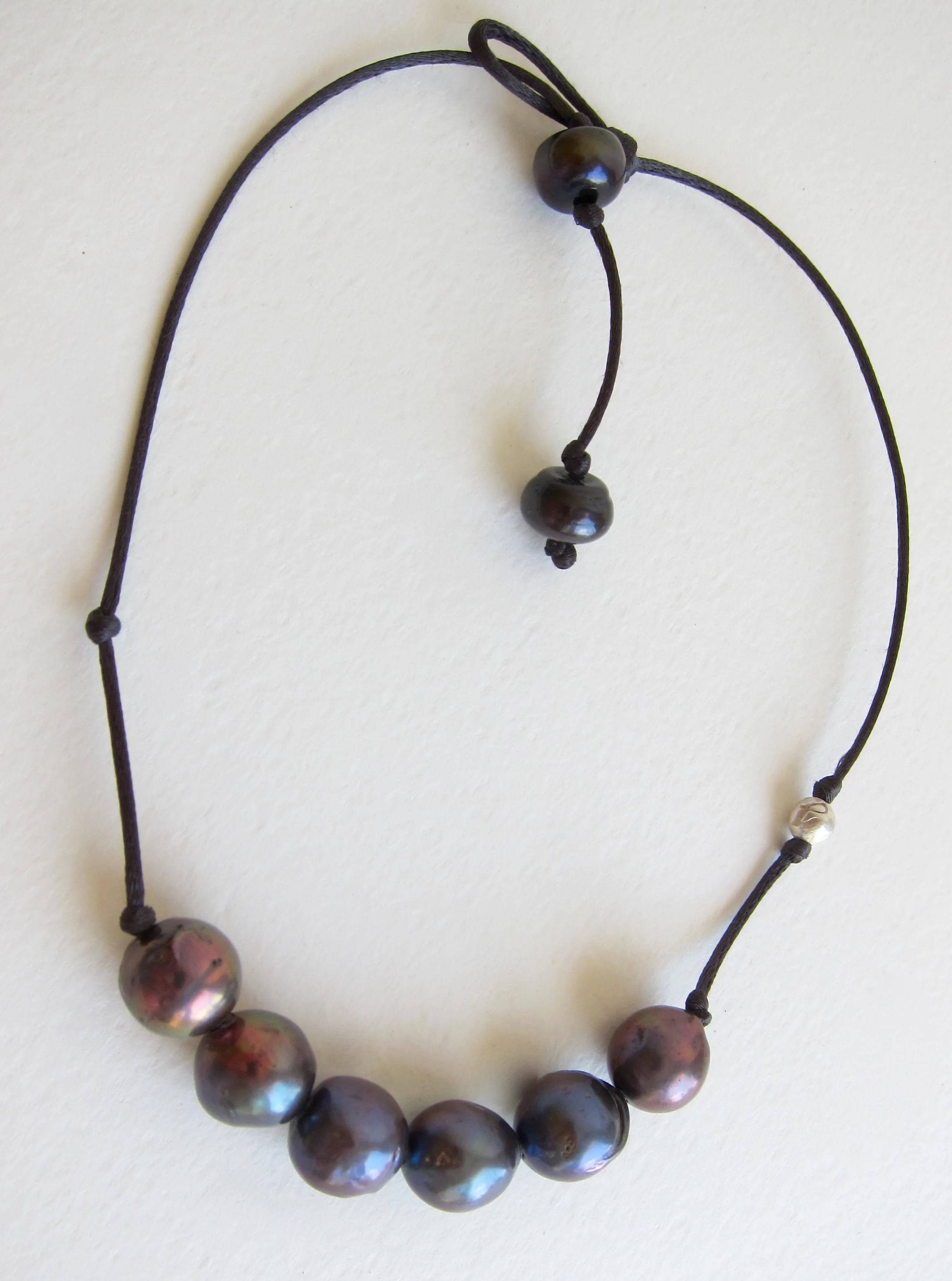 Purple Pearls Satin Necklace 