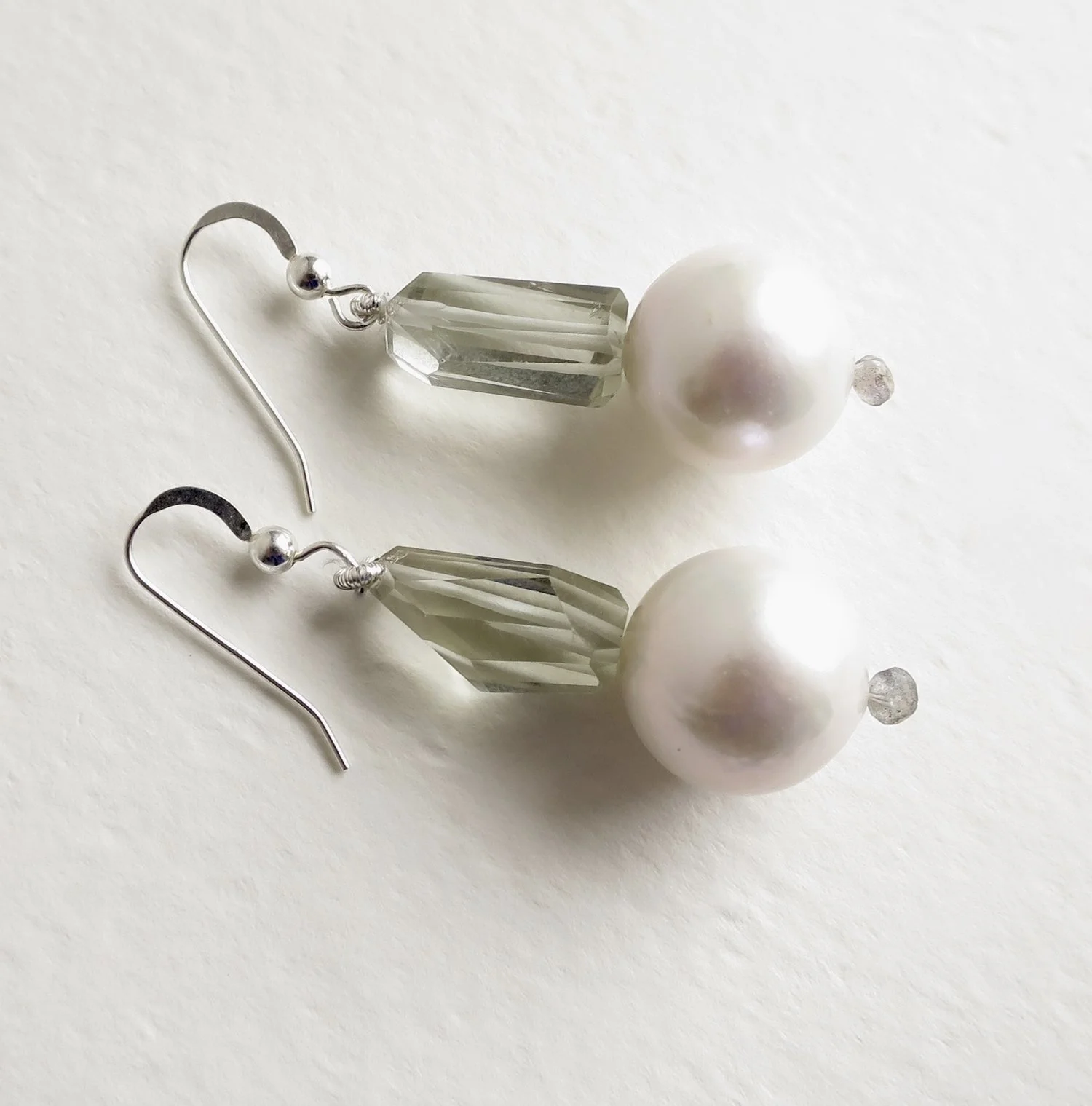 Jewelry Jewellery Earrings with Lemon quartz and pearls, silver