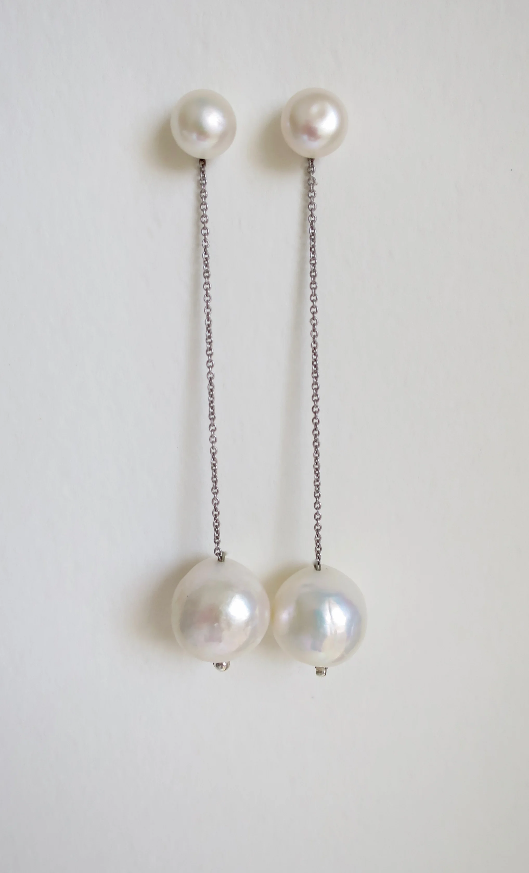 Long chain earrings with Pearls, can also be worn simply as pearl studs