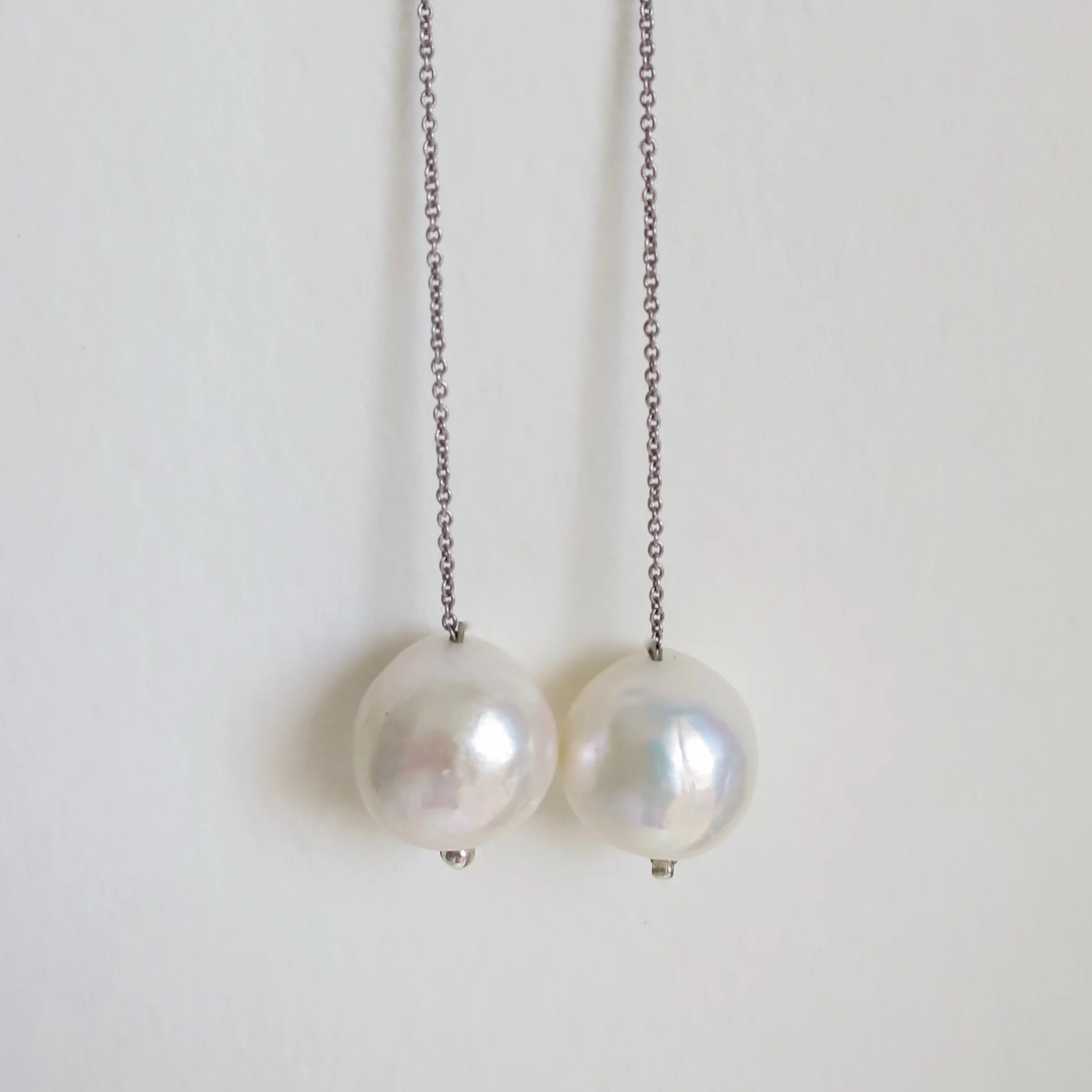 Jewelry Jewellery Long silver earrings with pearl studs and drop pearls
