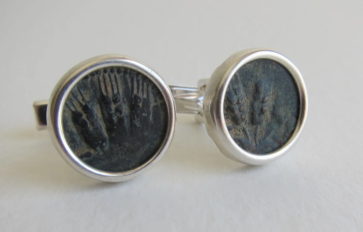 Silver cufflinks, Agrippa's Bronze coins