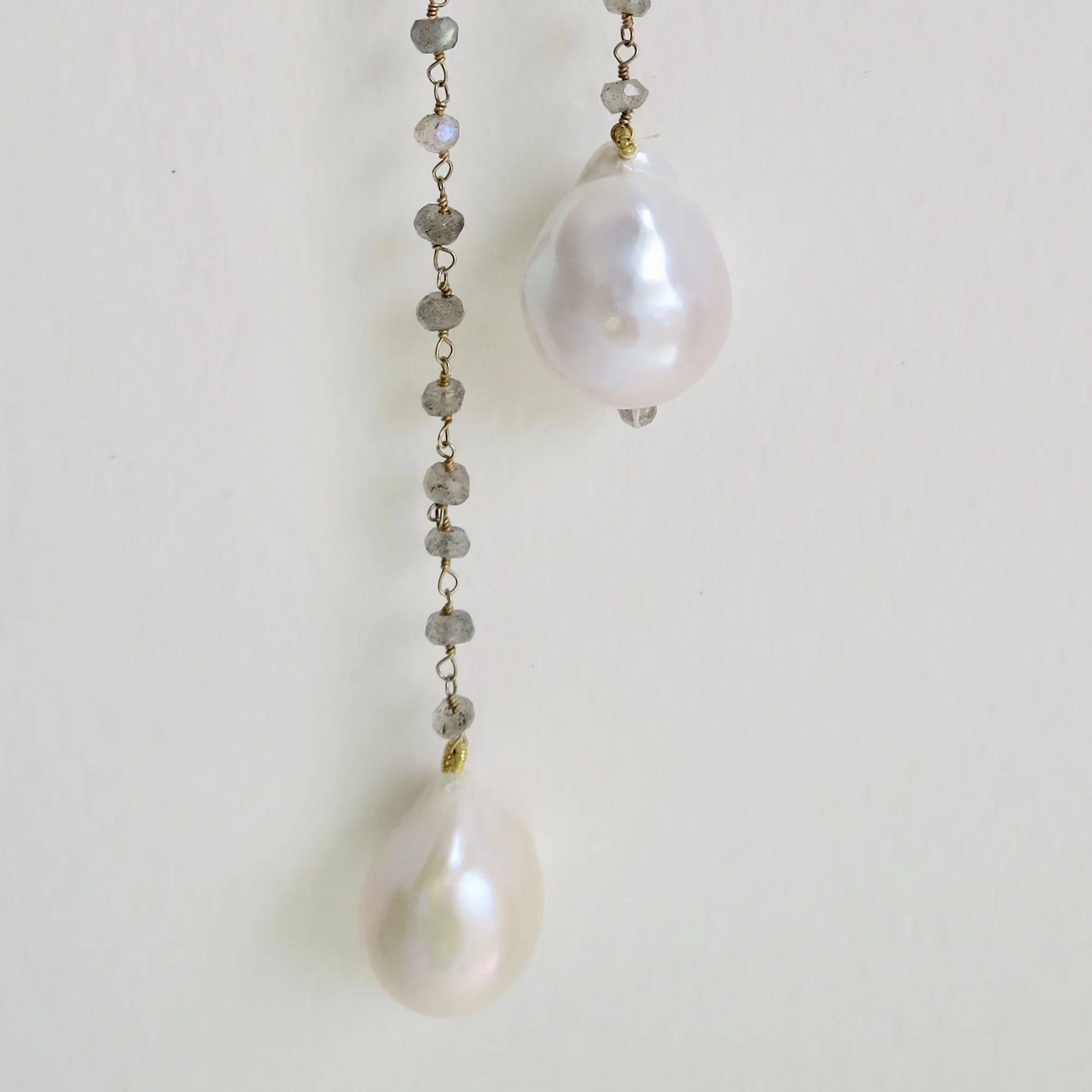 Jewelry Jewellery Long elegant Labradorite necklace with Pearl