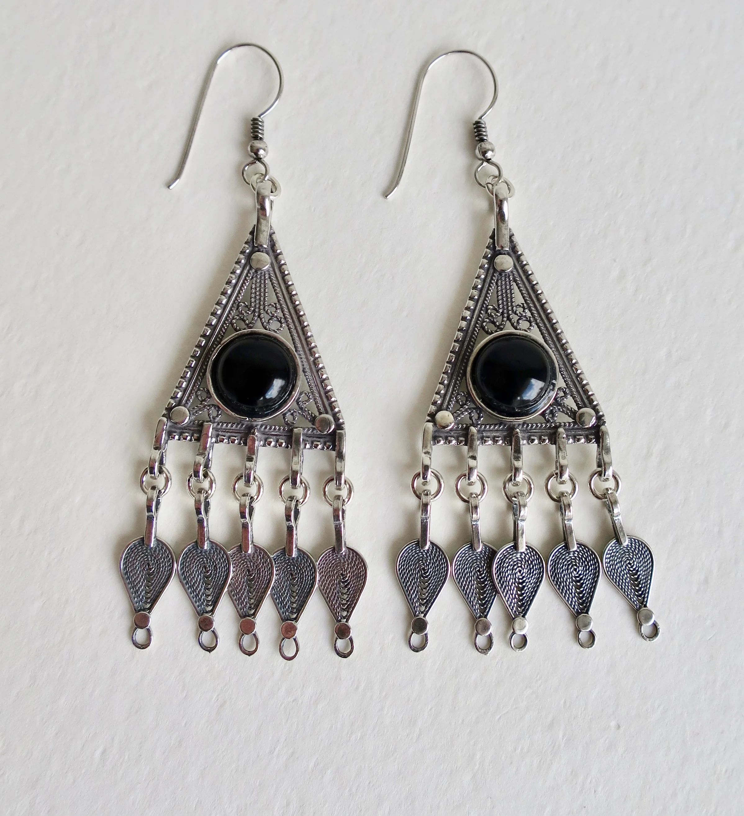 Traditional Yemenite earrings with Black Onyx