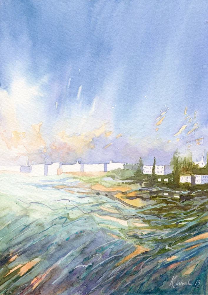 Art Watercolor Watercolour Paintings Original Walls of Jerusalem