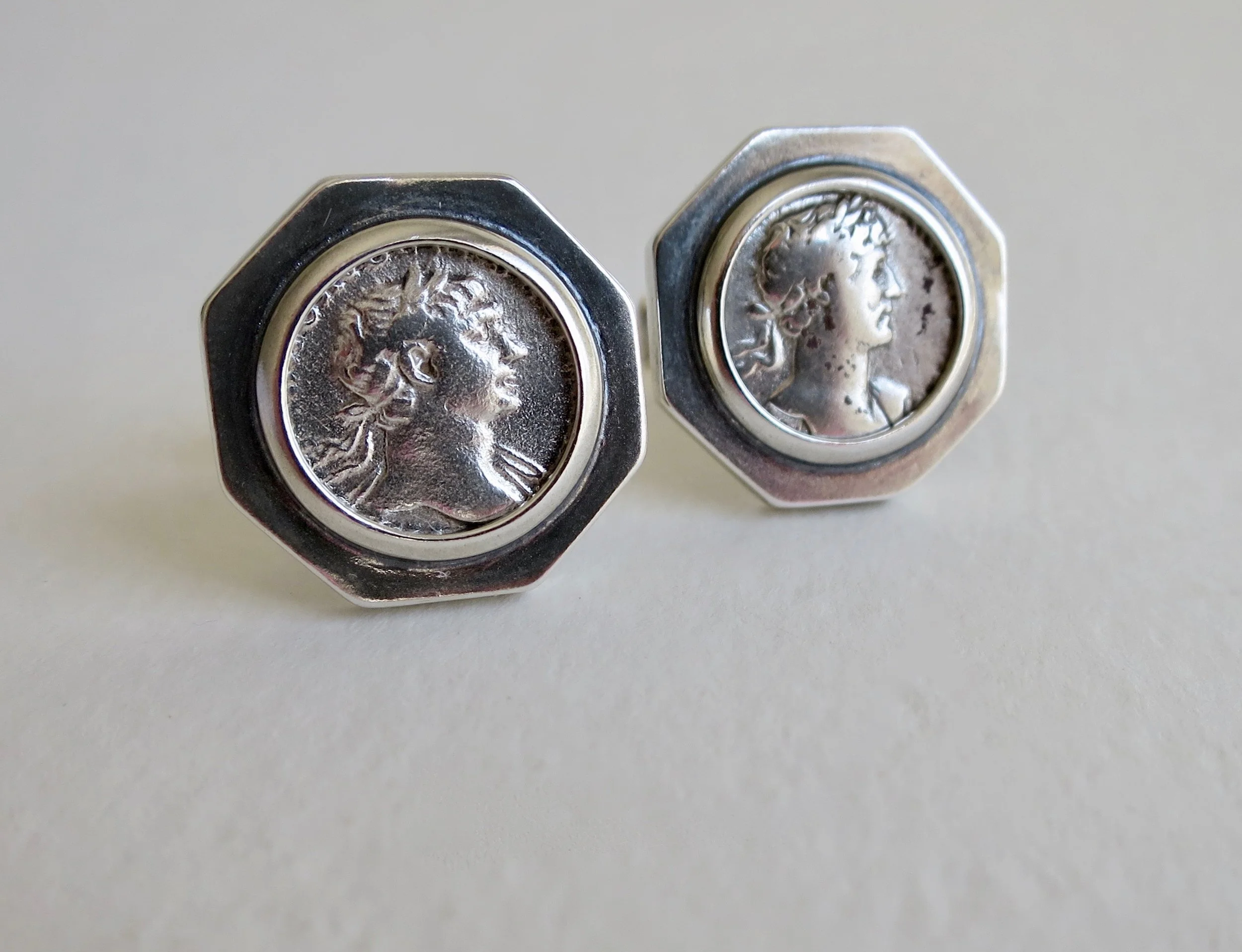 Jewelry Jewellery Silver denarii set in silver cufflinks