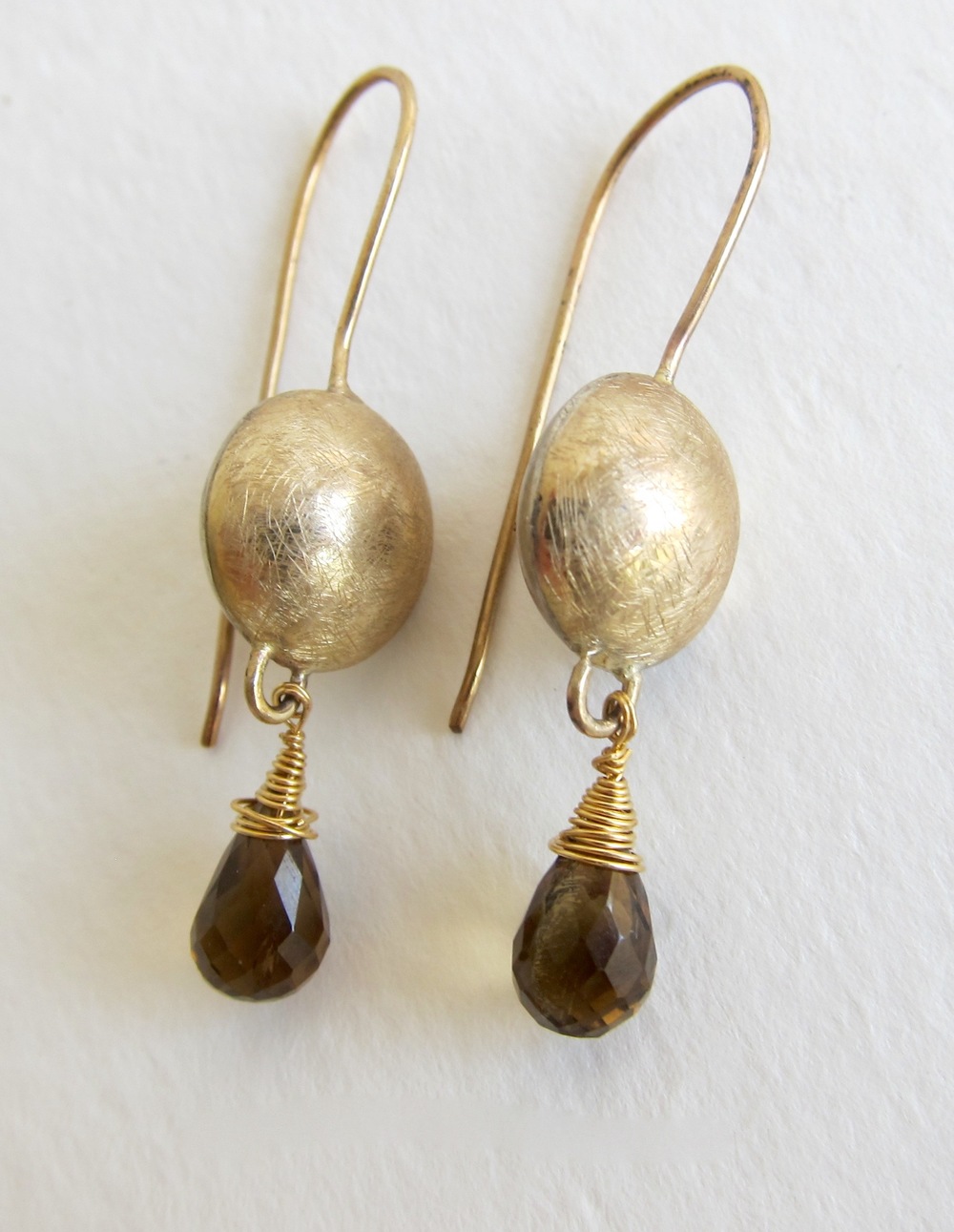 Jewelry Jewellery Smokey Quartz  handmade gold earings