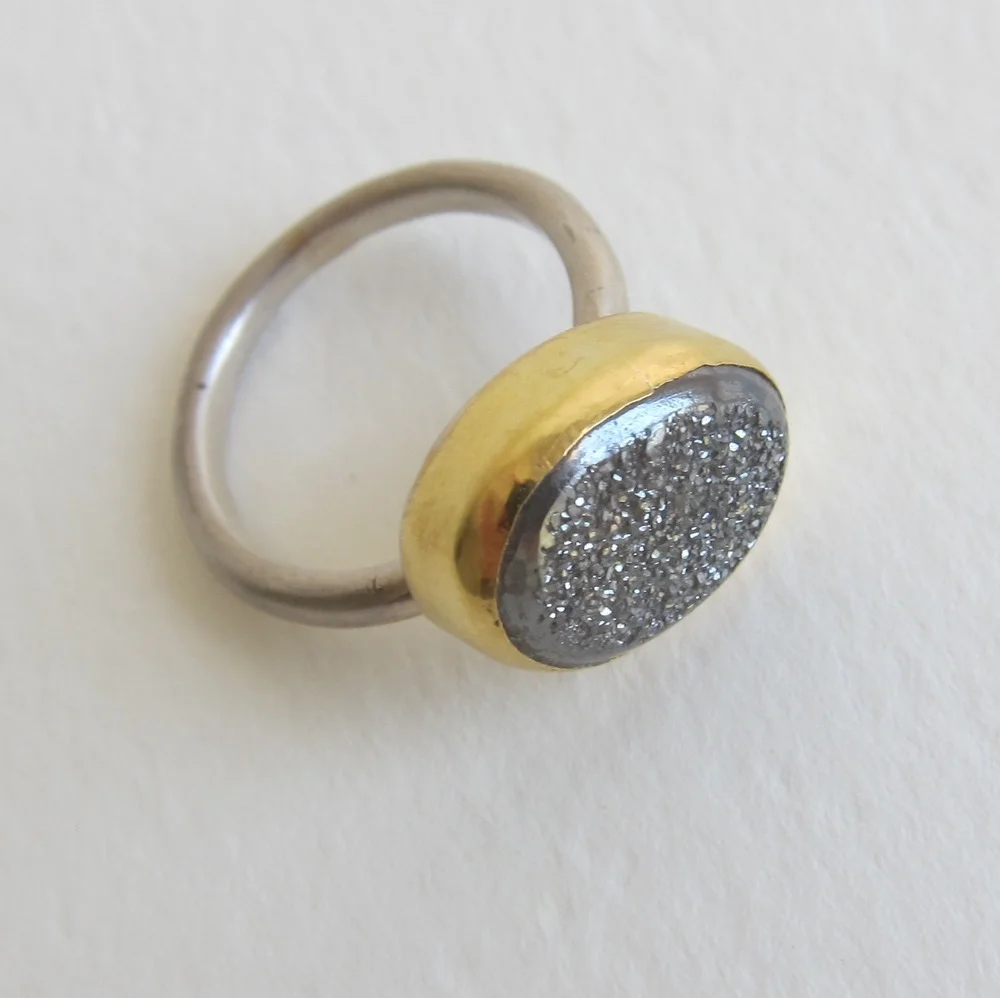 Jewelry Jewellery Druze Agate silver and gold ring