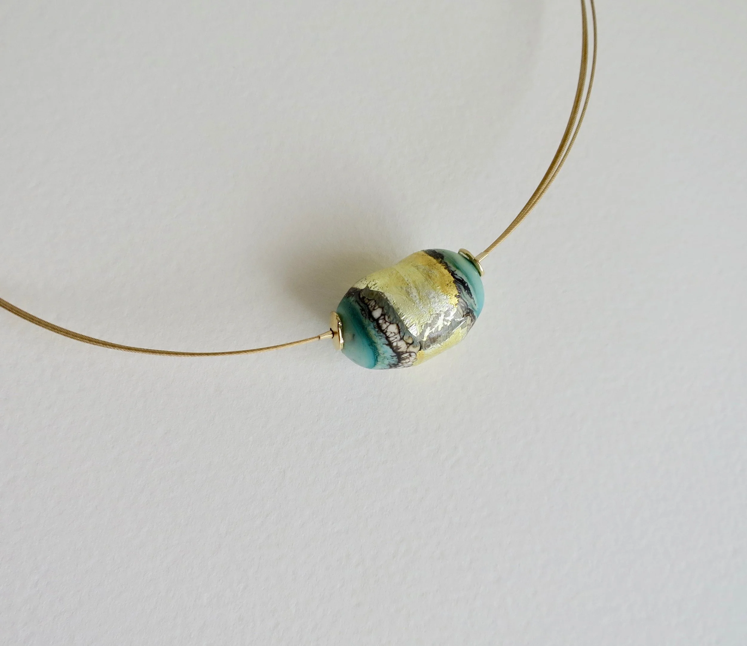 Blown glass pendant with Turquoise tones