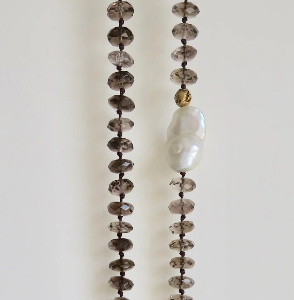 Jewelry Jewellery Smokey Quartz necklace with Large Pearl