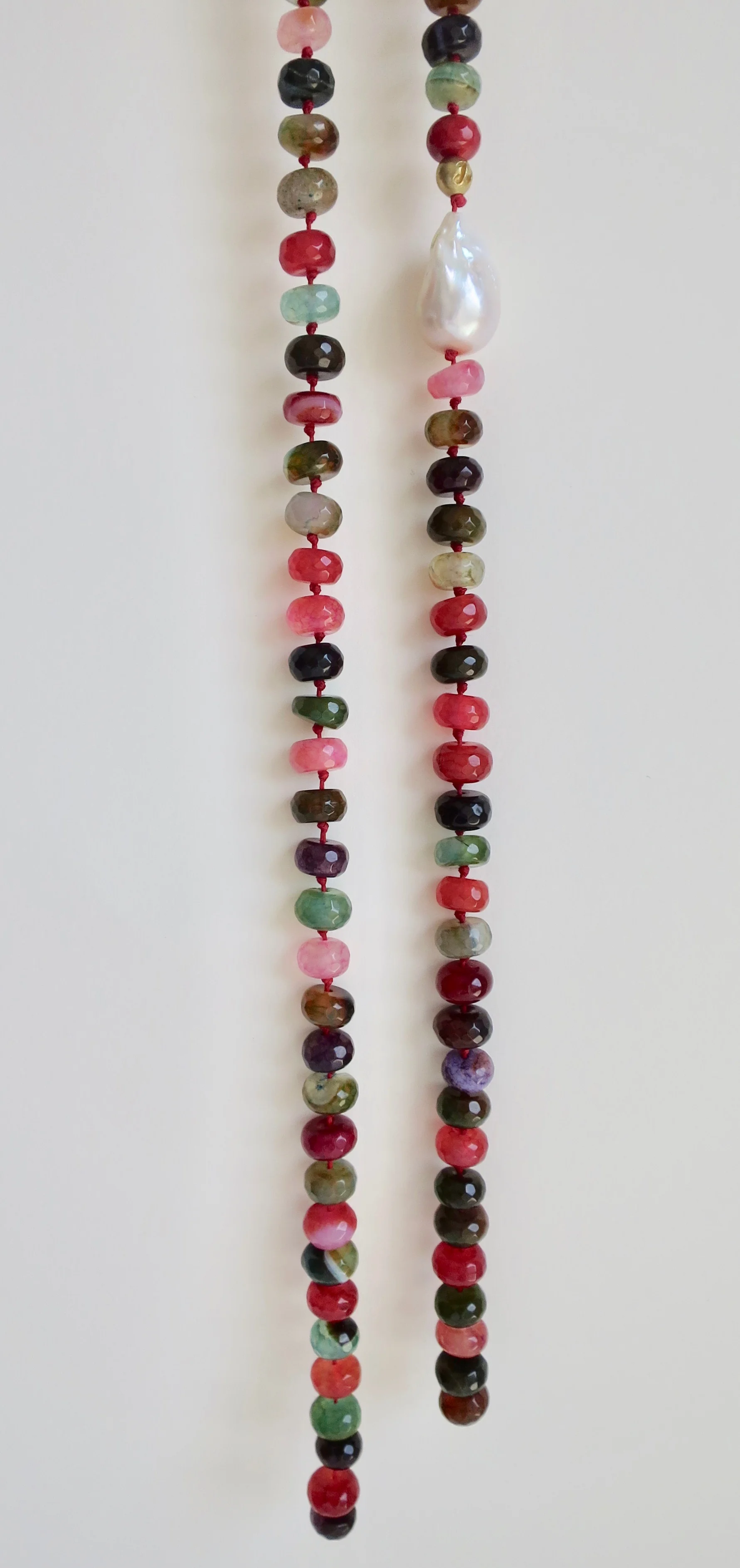 Tourmaline tie necklace with large Pearl