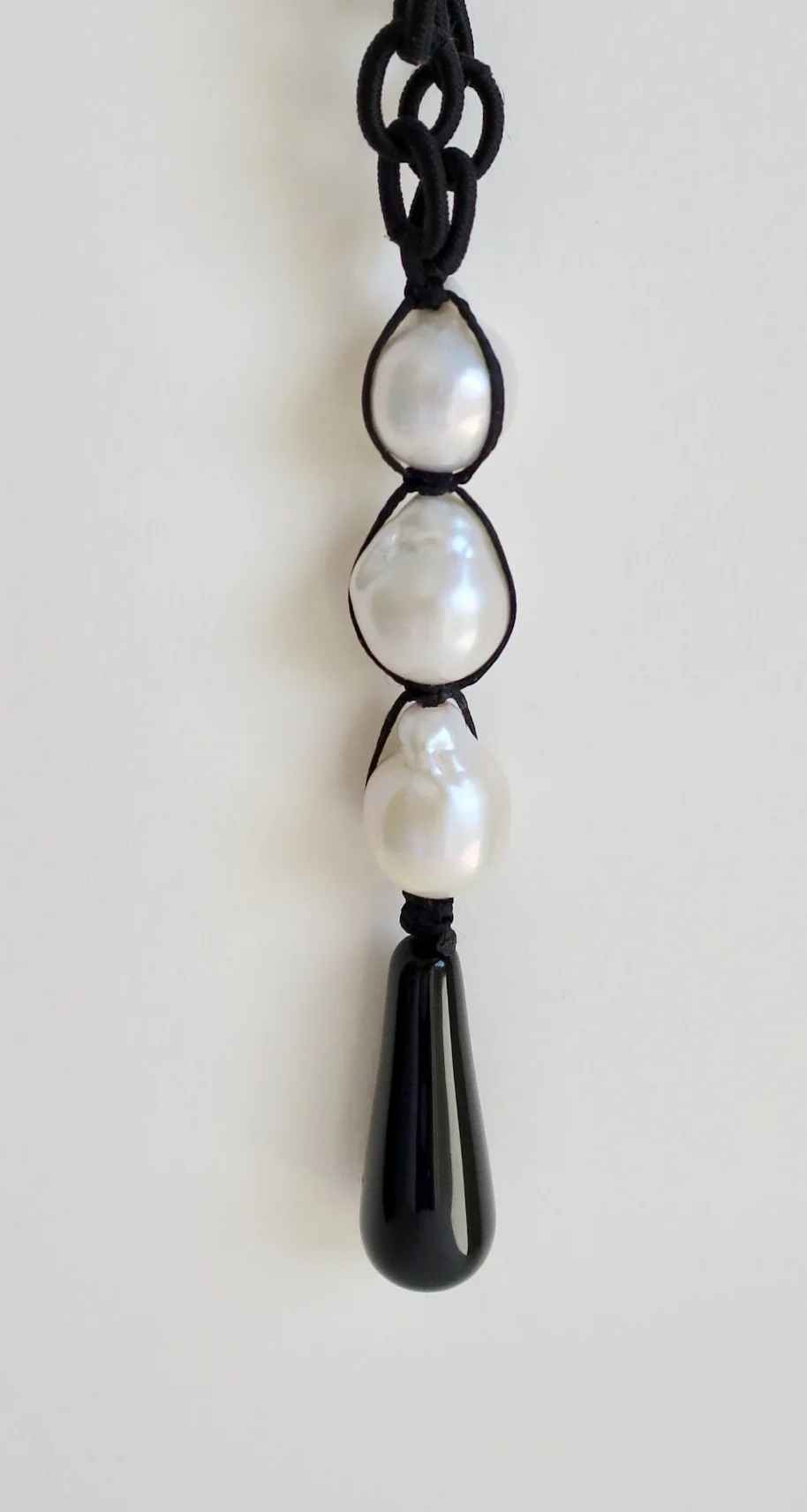 Jewelry Jewellery  Black satin links necklace with Pearls and Black Onyx