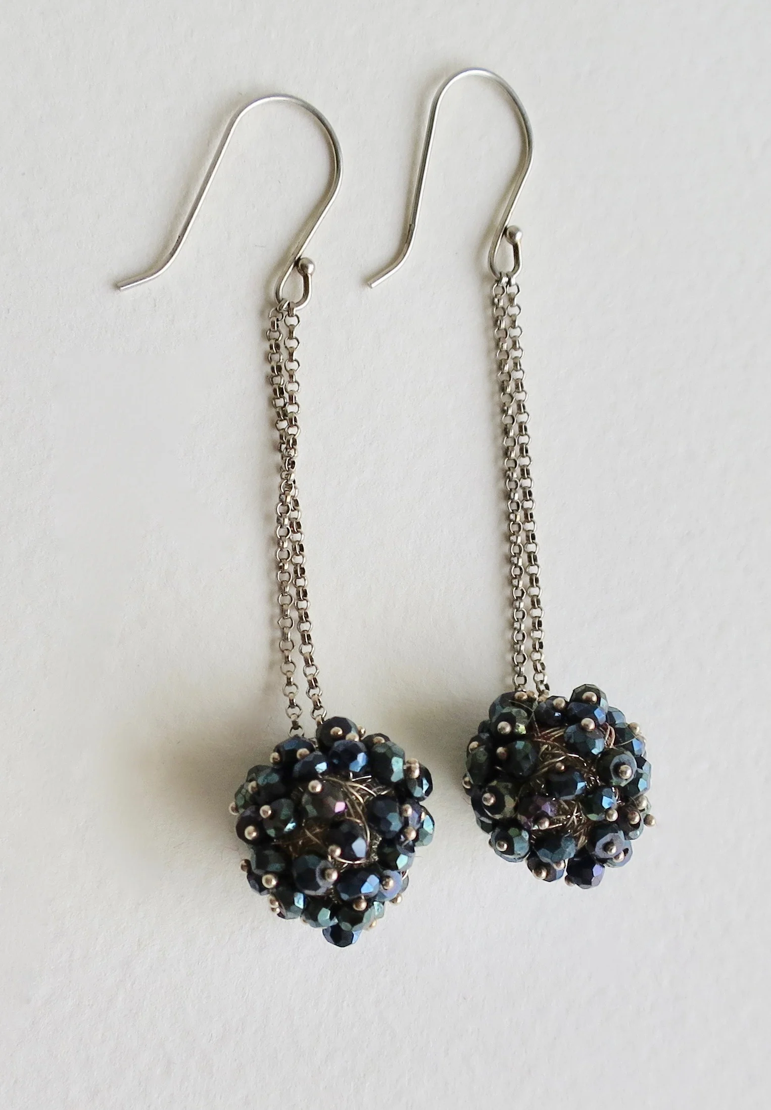 Black Spinel and silver earrings 