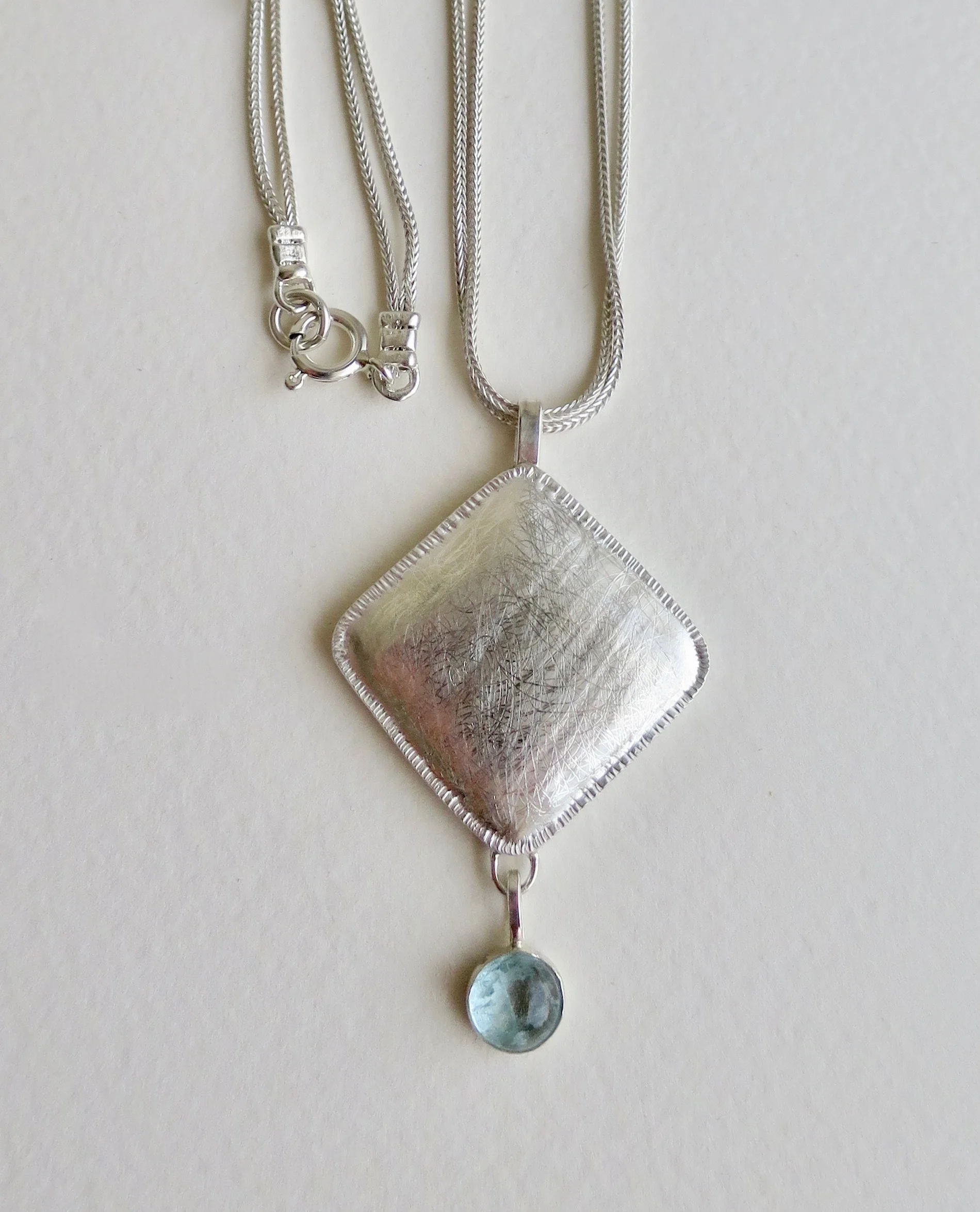 Sterling silver necklace with Aqua Marine