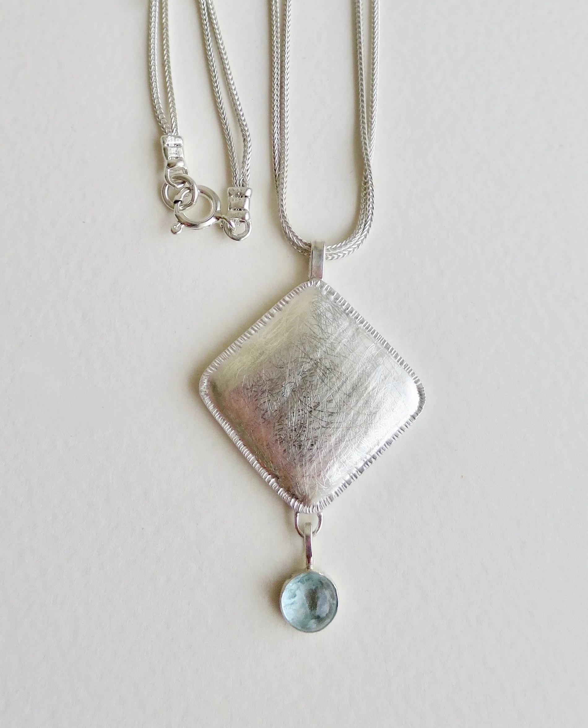 Jewelry Jewellery Sterling silver necklace with Aqua marine drop