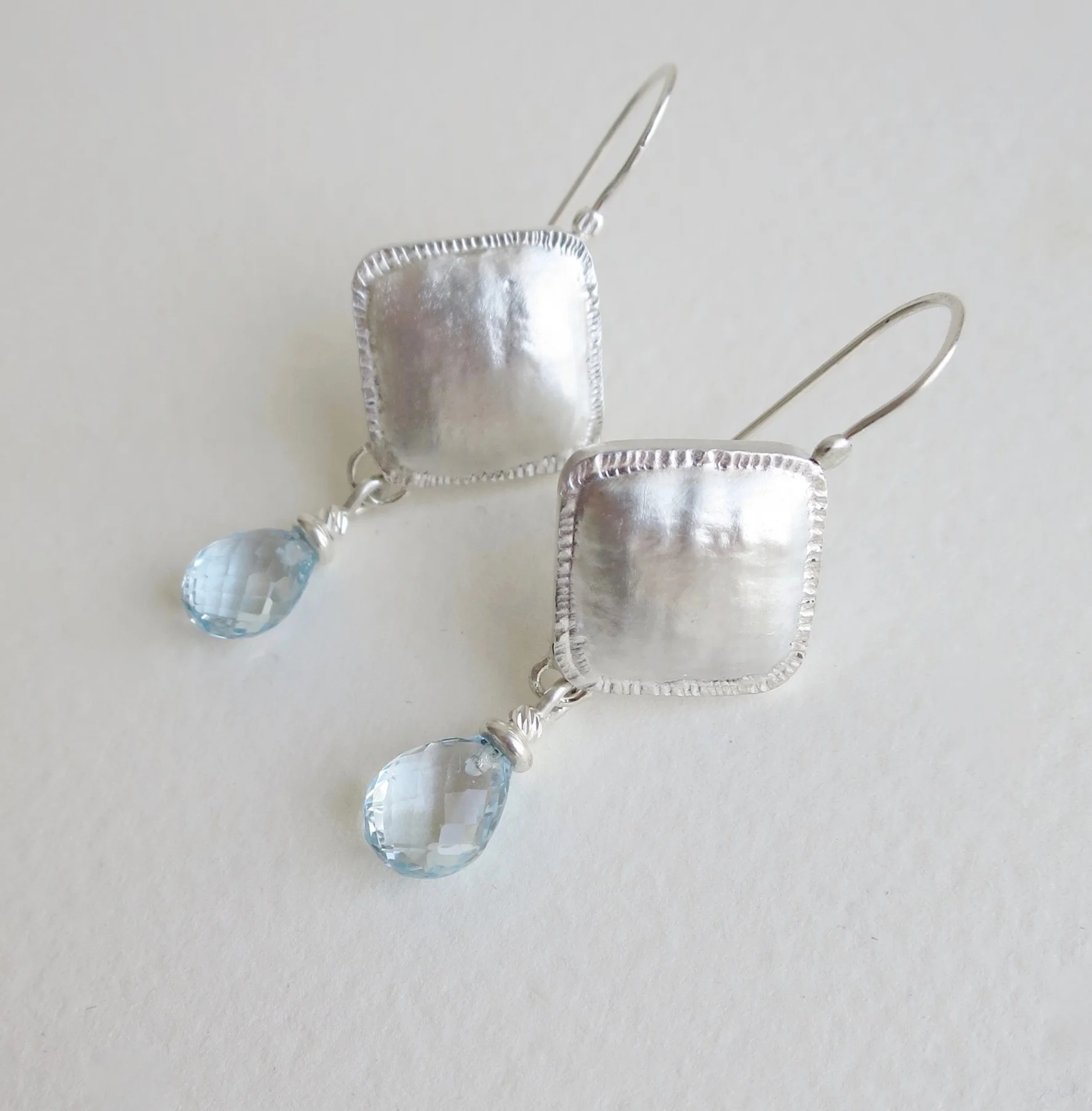 Jewelry Jewellery Silver earrings with Blue Topaz drops