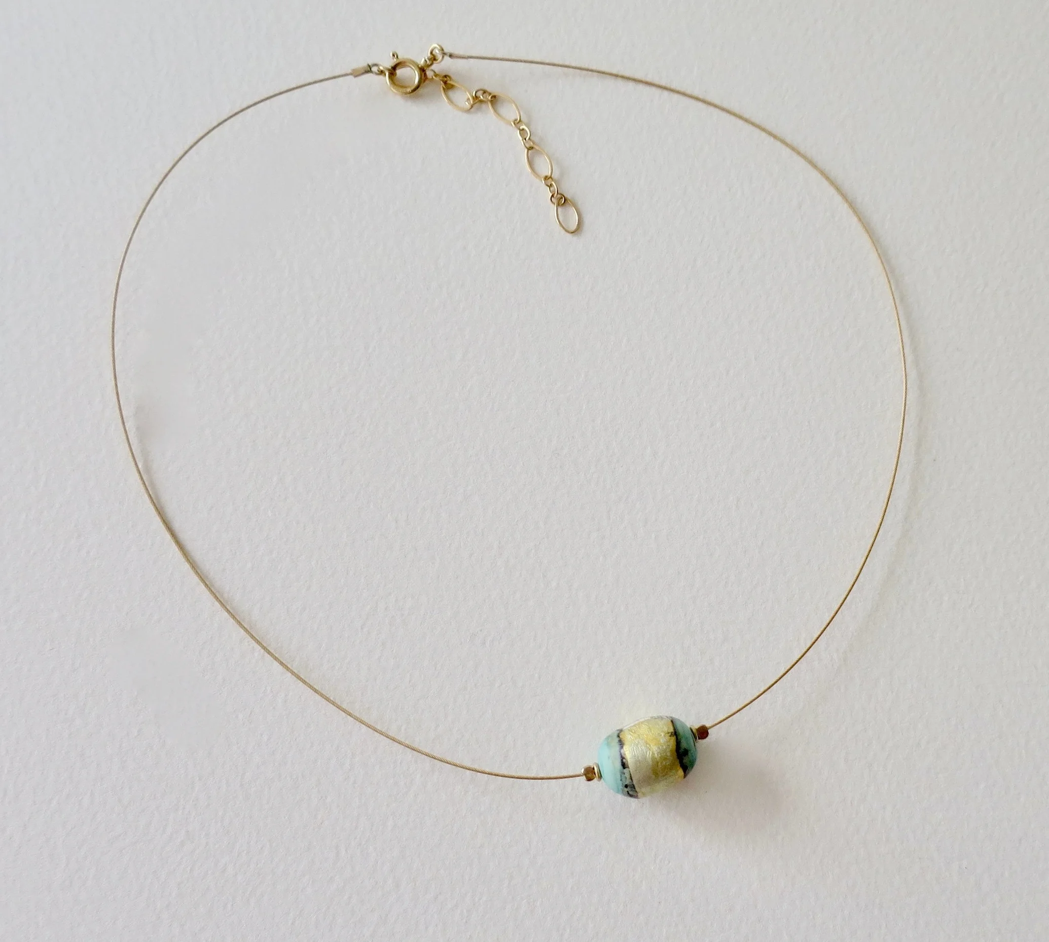 Jewelry Jewellery Blown Glass Pendant on Vermeil cable