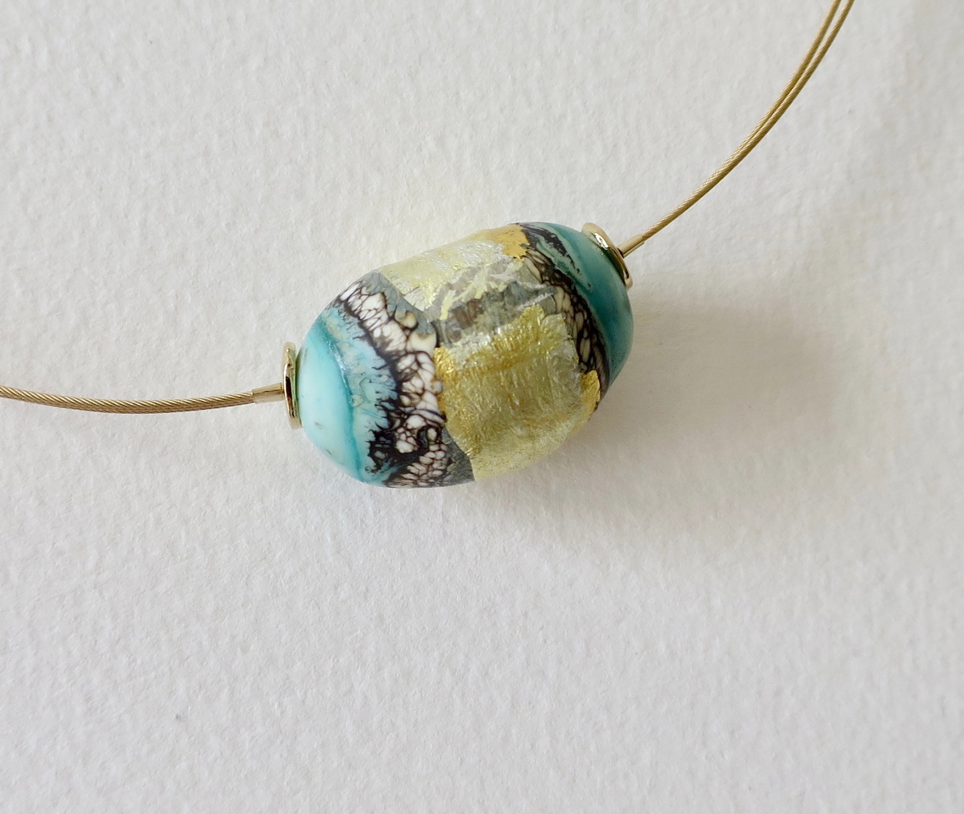 Jewelry Jewellery Turquoise tones in blown glass pendant