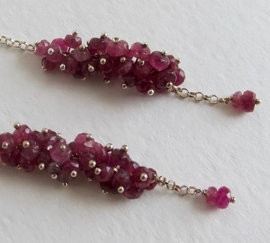 Jewelry Jewellery Tourmaline and silver long earrings, handmade