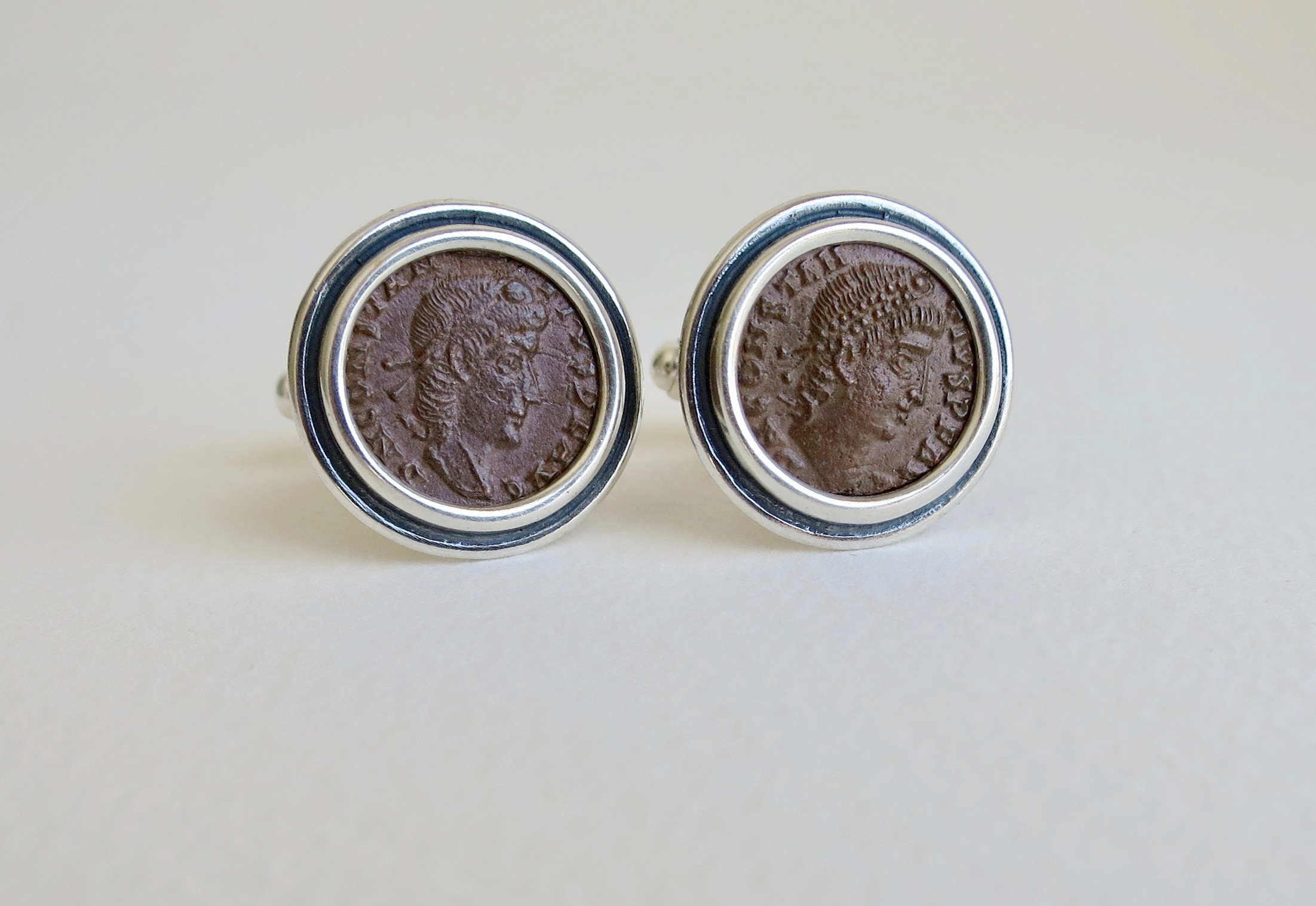 Jewelry Jewellery Constantine the Great Bronze coins in silver cufflinks