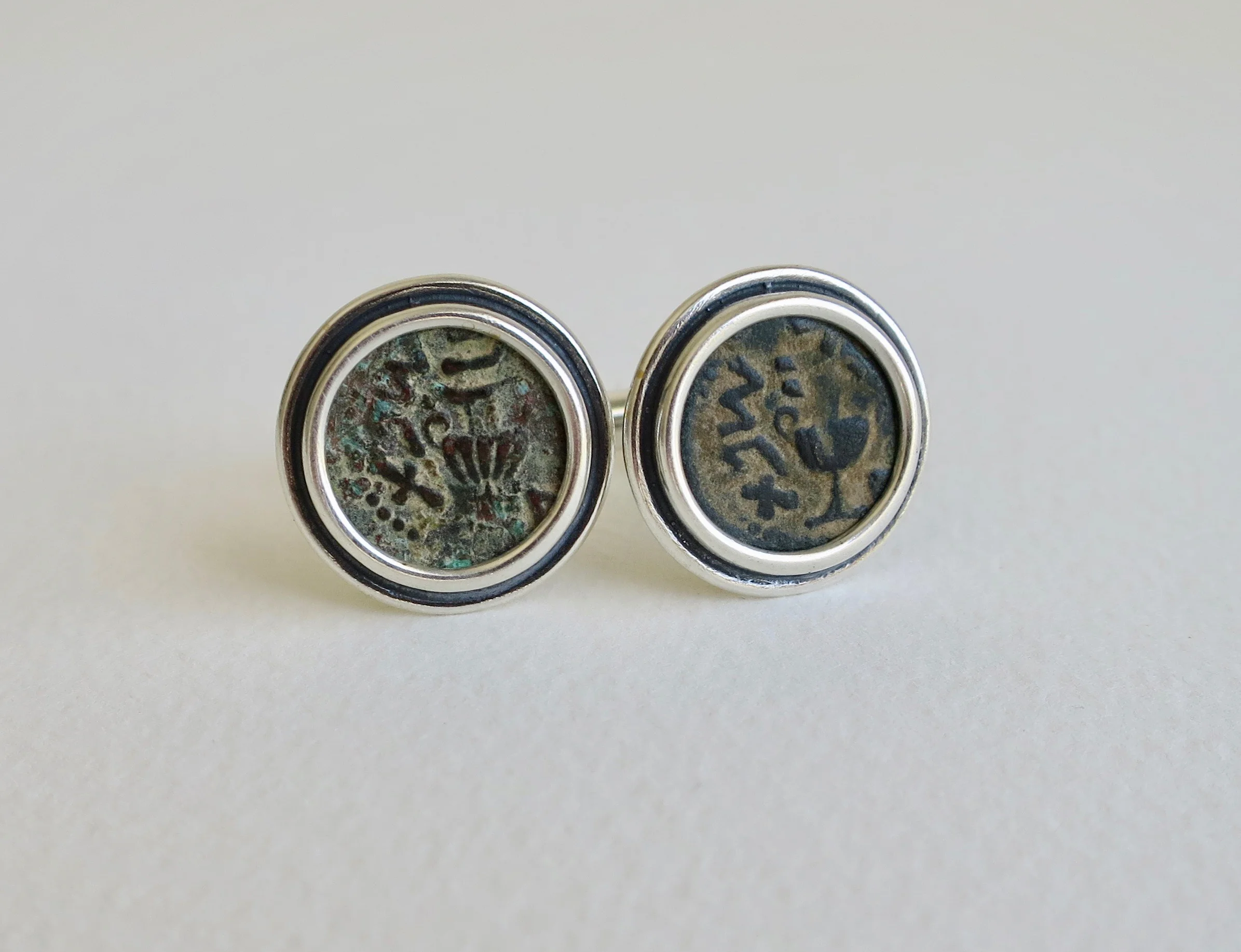 Masada coins in silver cufflinks