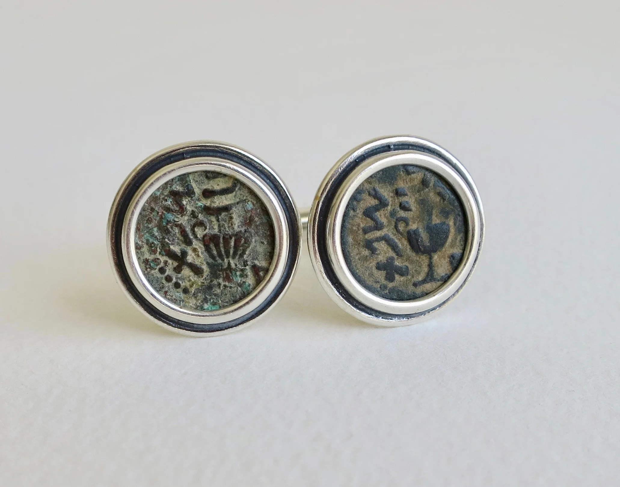 Jewelry Jewellery Masada antique coins in silver cufflinks