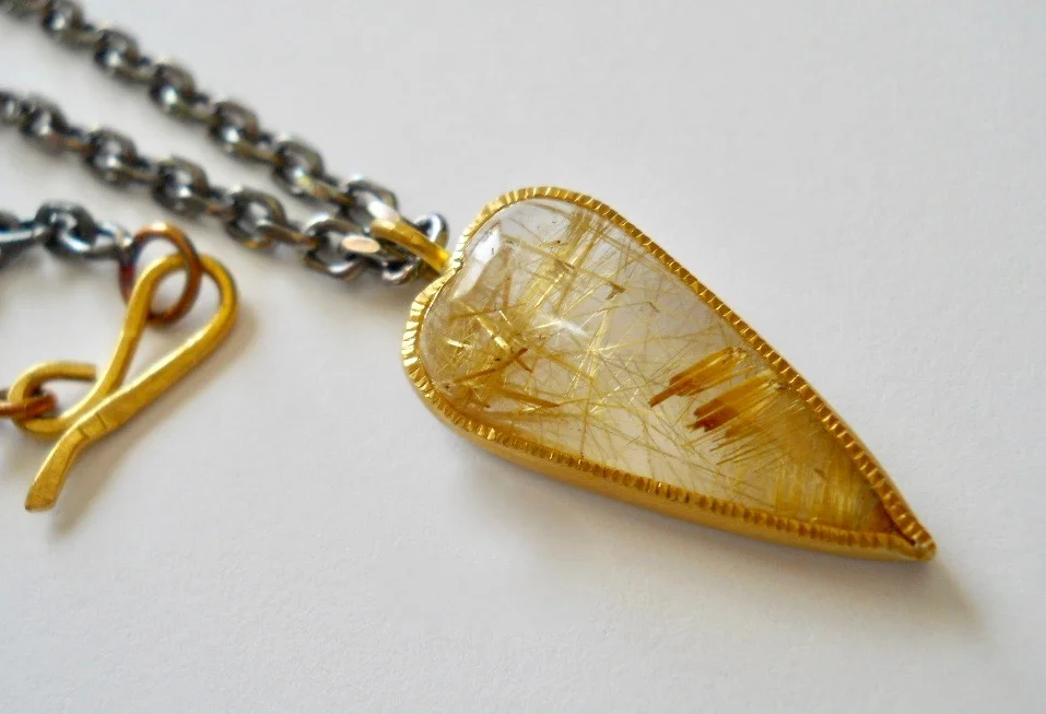 Jewelry Jewellery Rutilated Quartz Necklace Gold Pendant