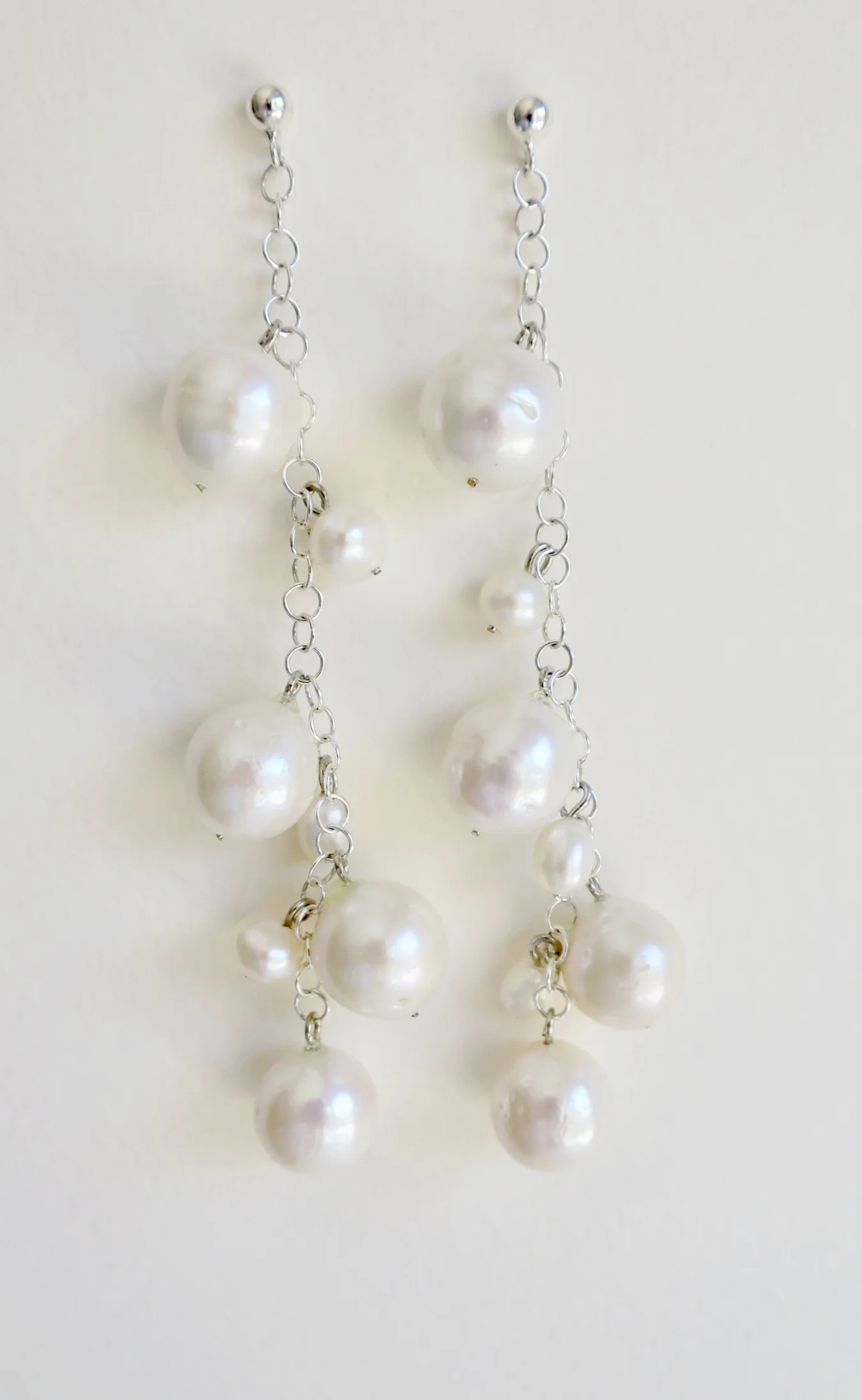 Jewelry Jewellery Long elegant pearl and silver earrings