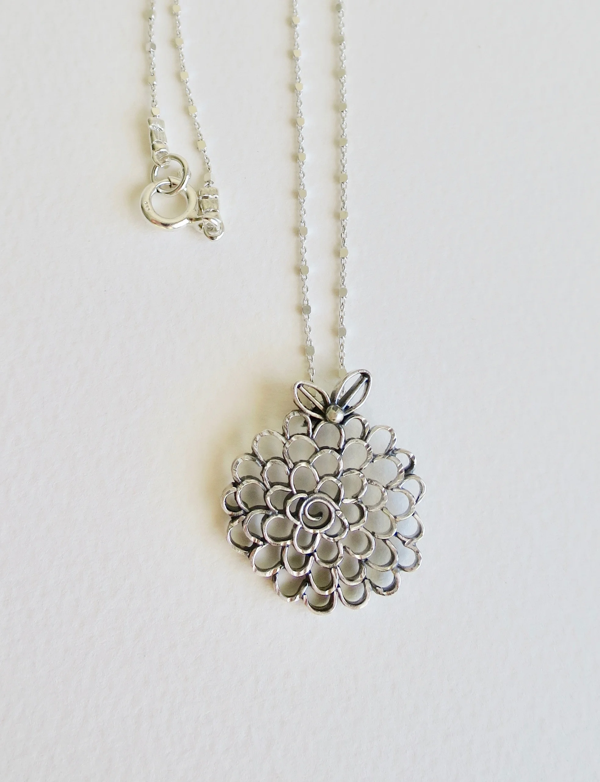 Jewelry Jewellery Silver Rose Pendant, handmade