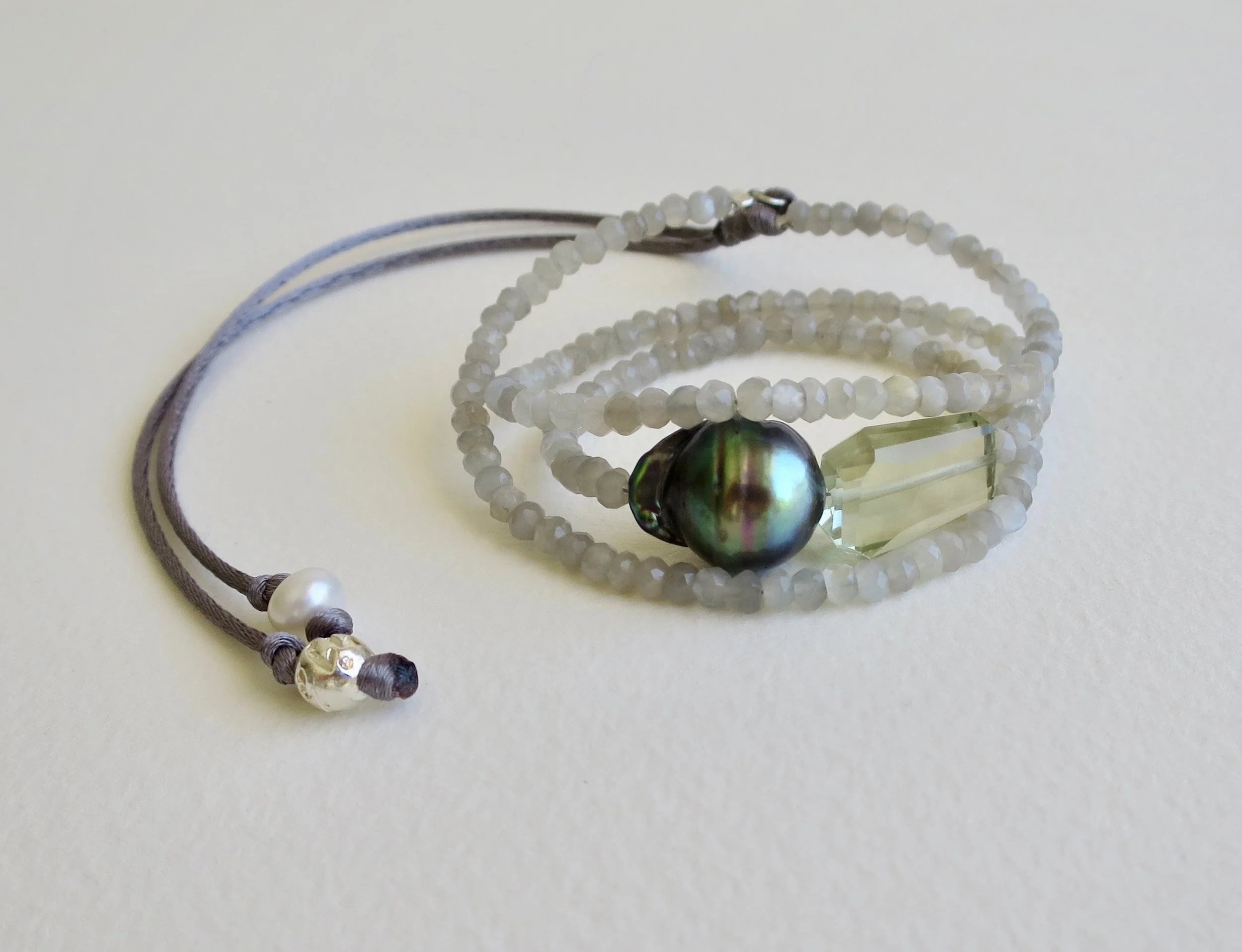 Moonstone, Pearl and Citrine bracelet.