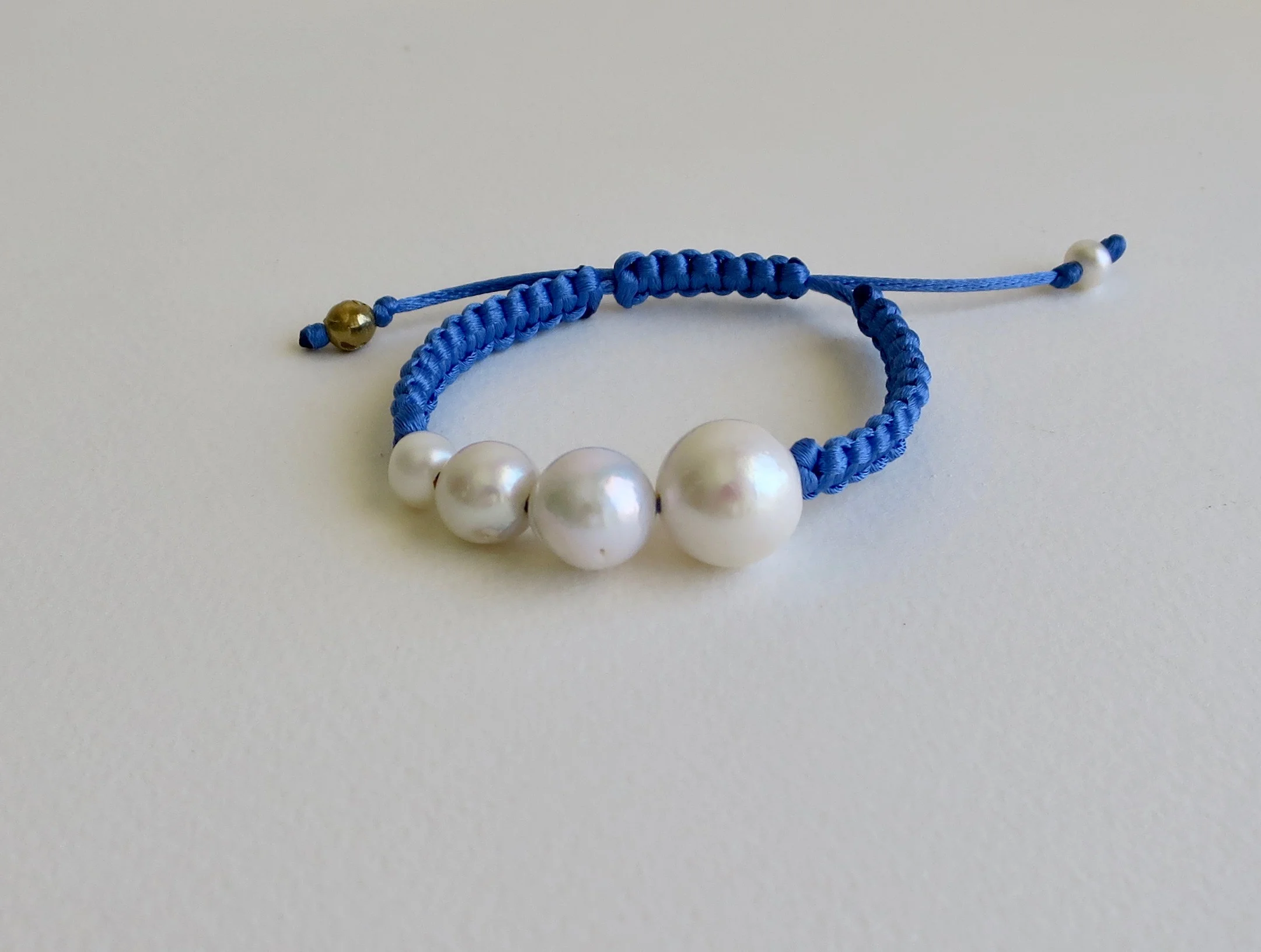 Cornflower blue satin Pearl bracelet
