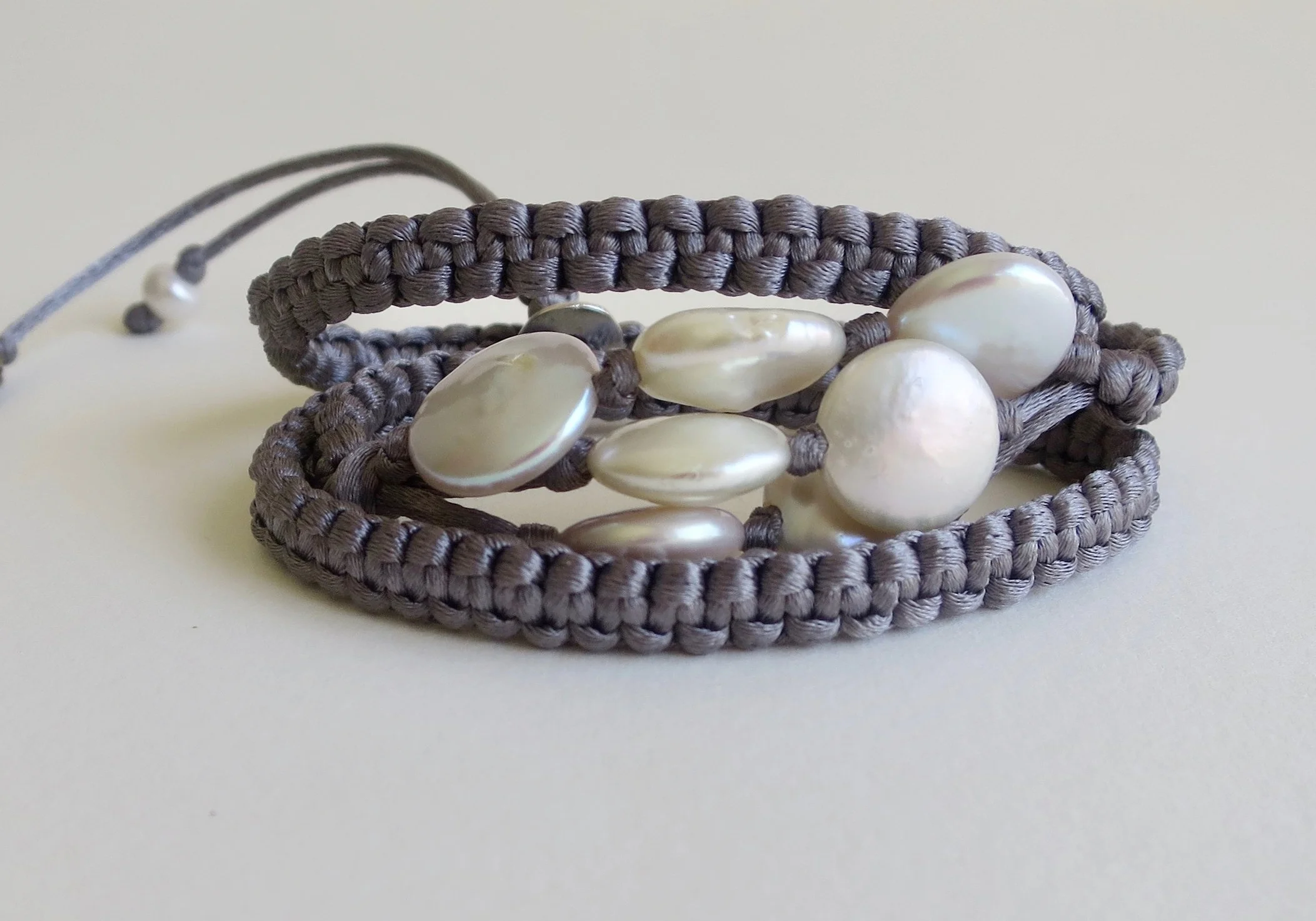 Jewelry Jewellery Satin wrap bracelet with flat pearls