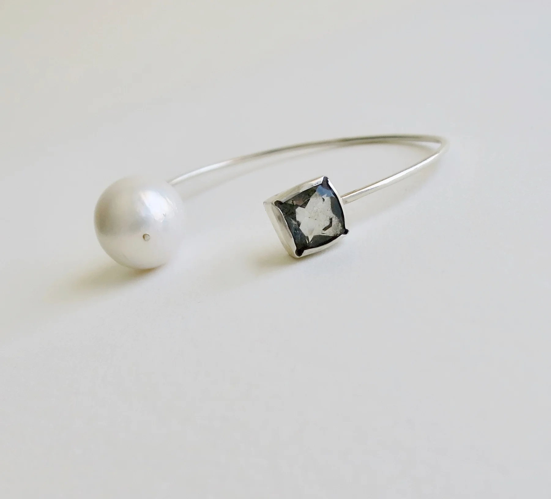 Jewelry Jewellery Pearl bangle with Pearl and Aqua Marine