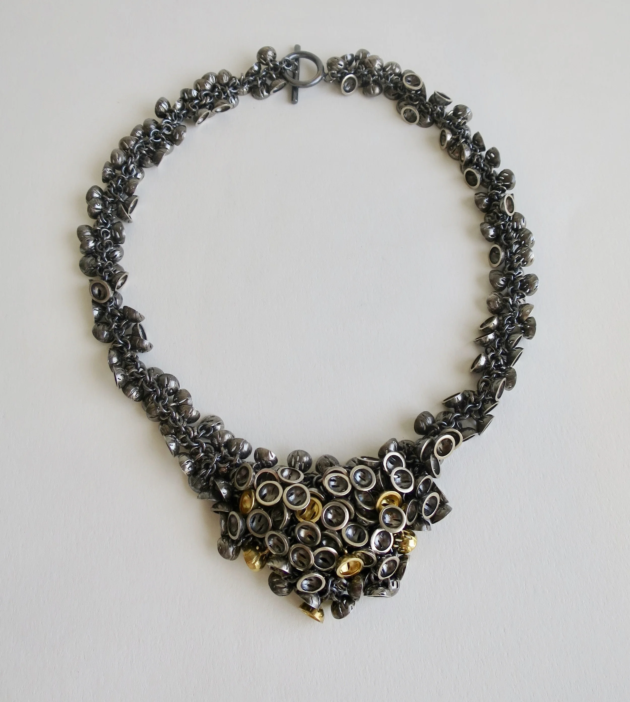 Jewelry Jewellery Oxidised silver necklace with 22kt gold pieces