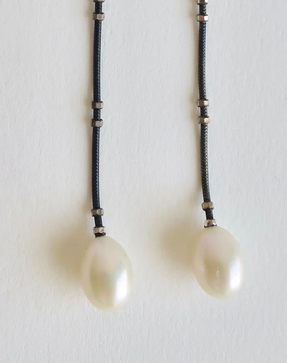 Jewelry Jewellery Long Oxidised earrings with Pearl drops