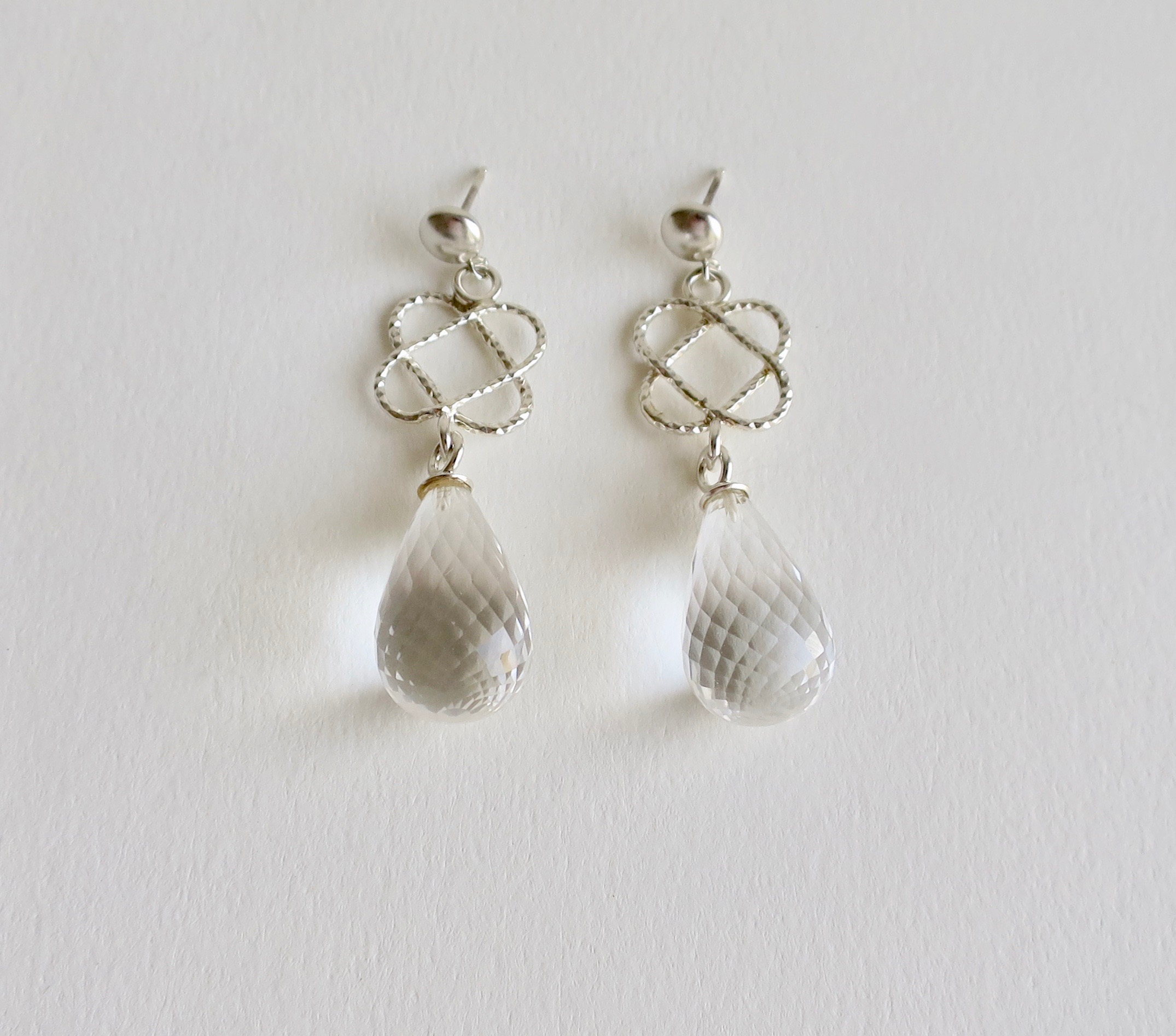 Jewelry Jewellery Silver earrings with clear crystal drops